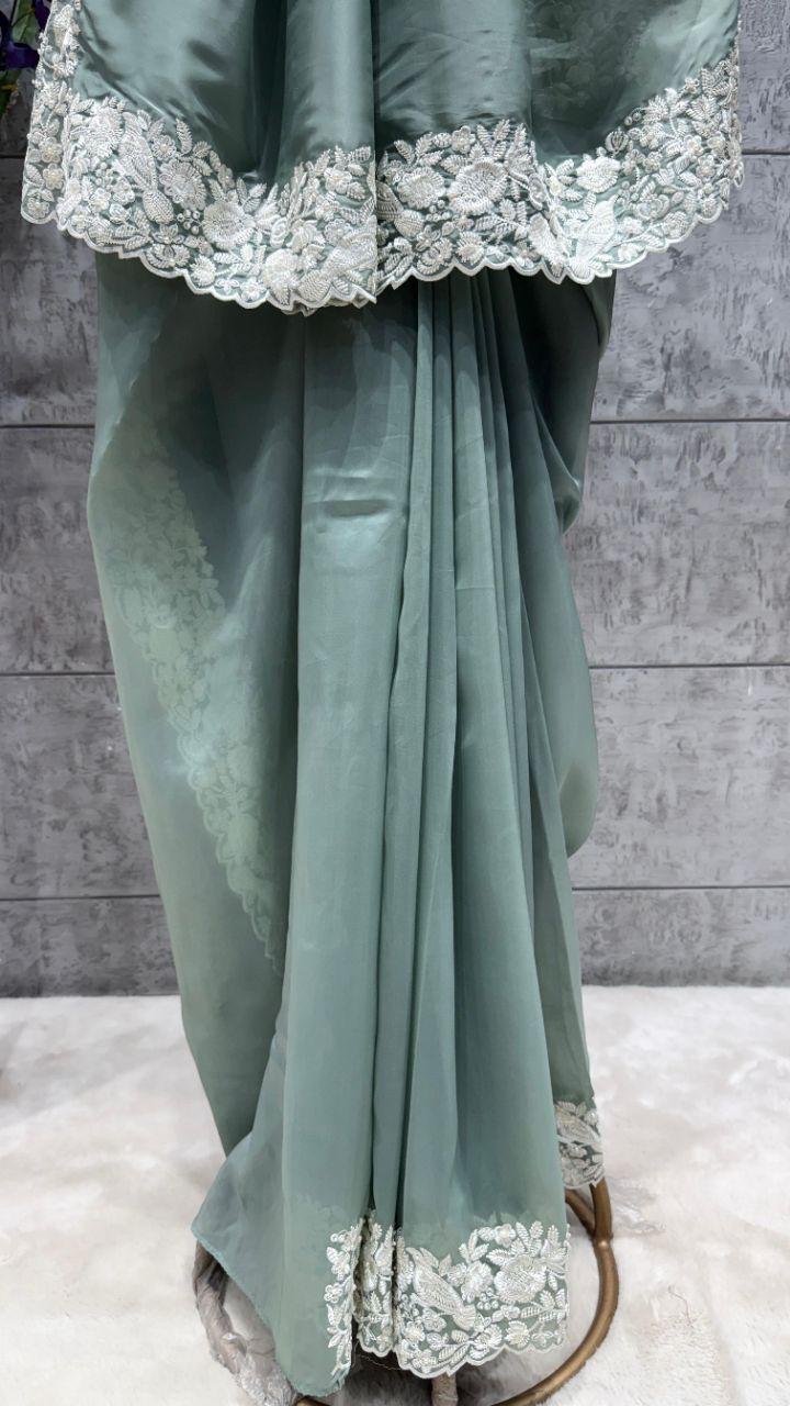 Designer Soft Organza Saree view 4
