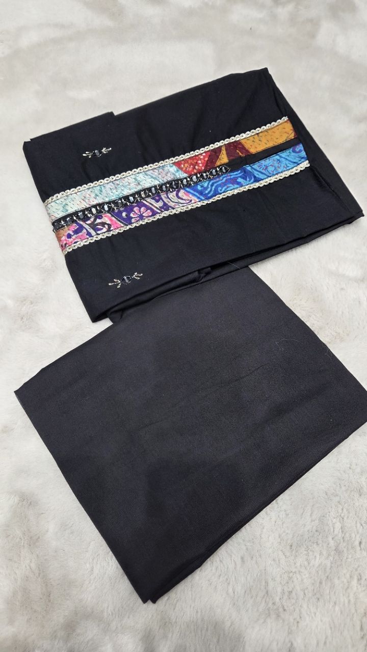 Black Unstitched Suit Fabric view 5