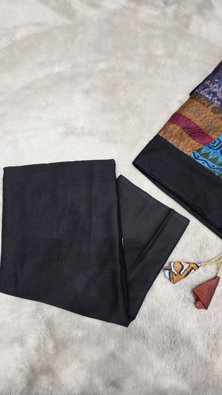 Black Unstitched Suit Fabric view 4