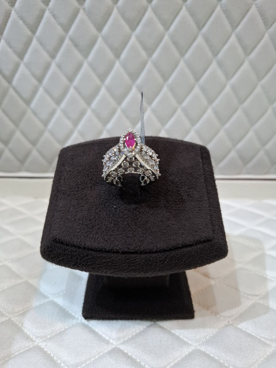Silver and Pink Stone Ring view 2