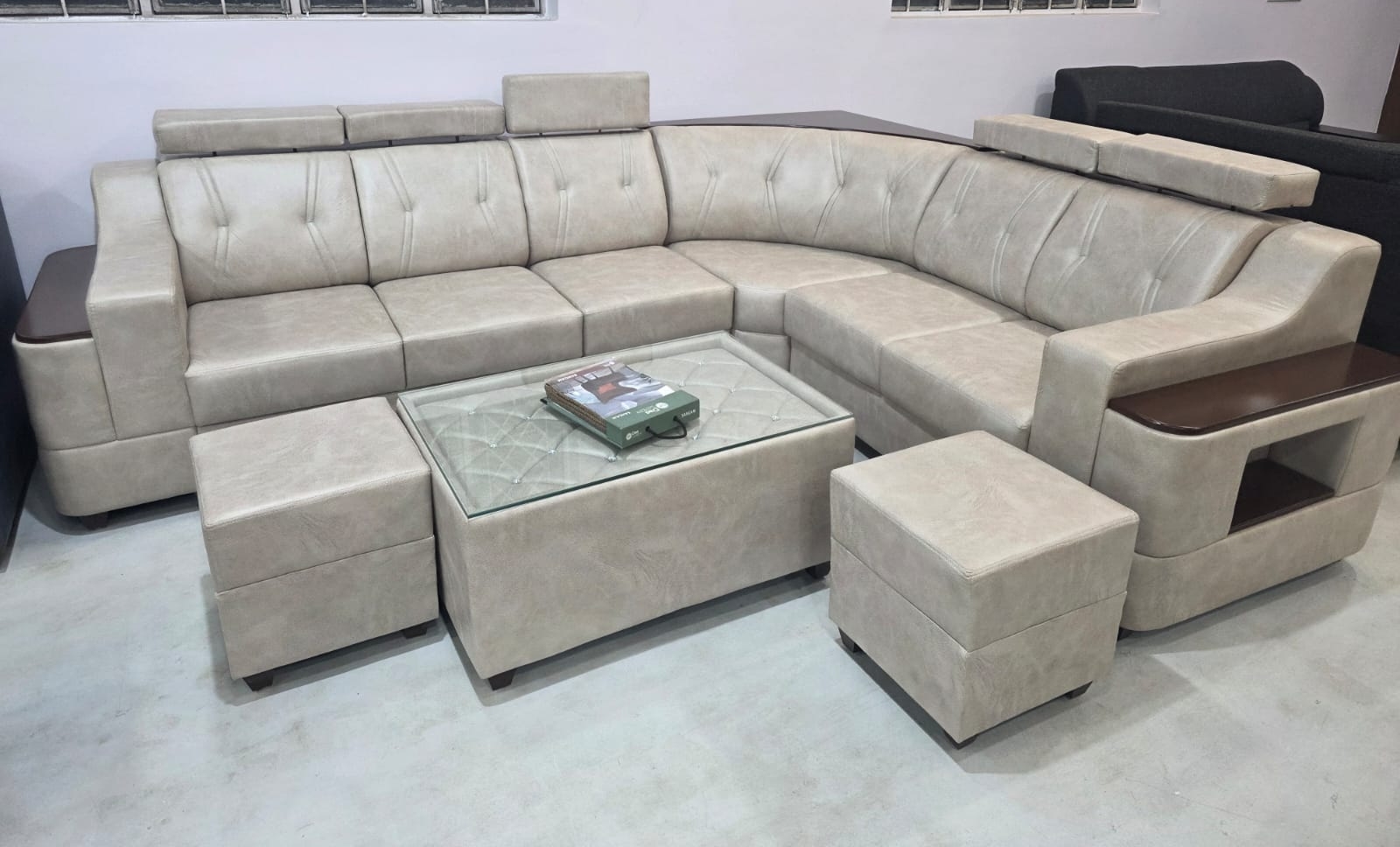 Modern Beige Sectional Sofa view 2