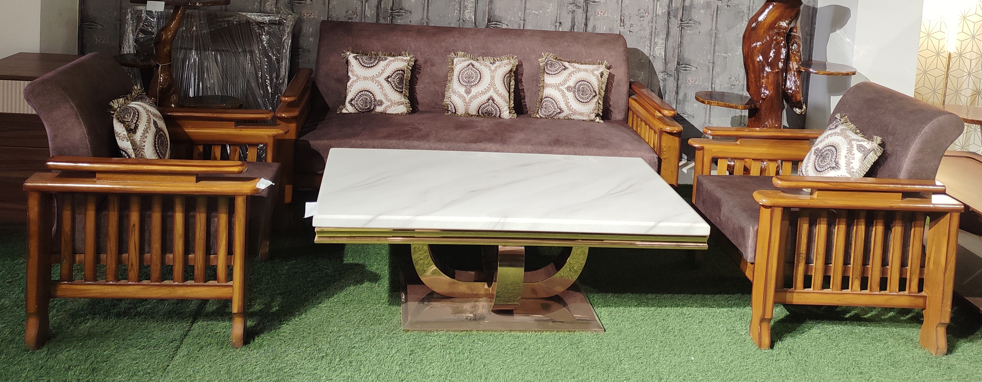 Wooden Sofa Set view 2