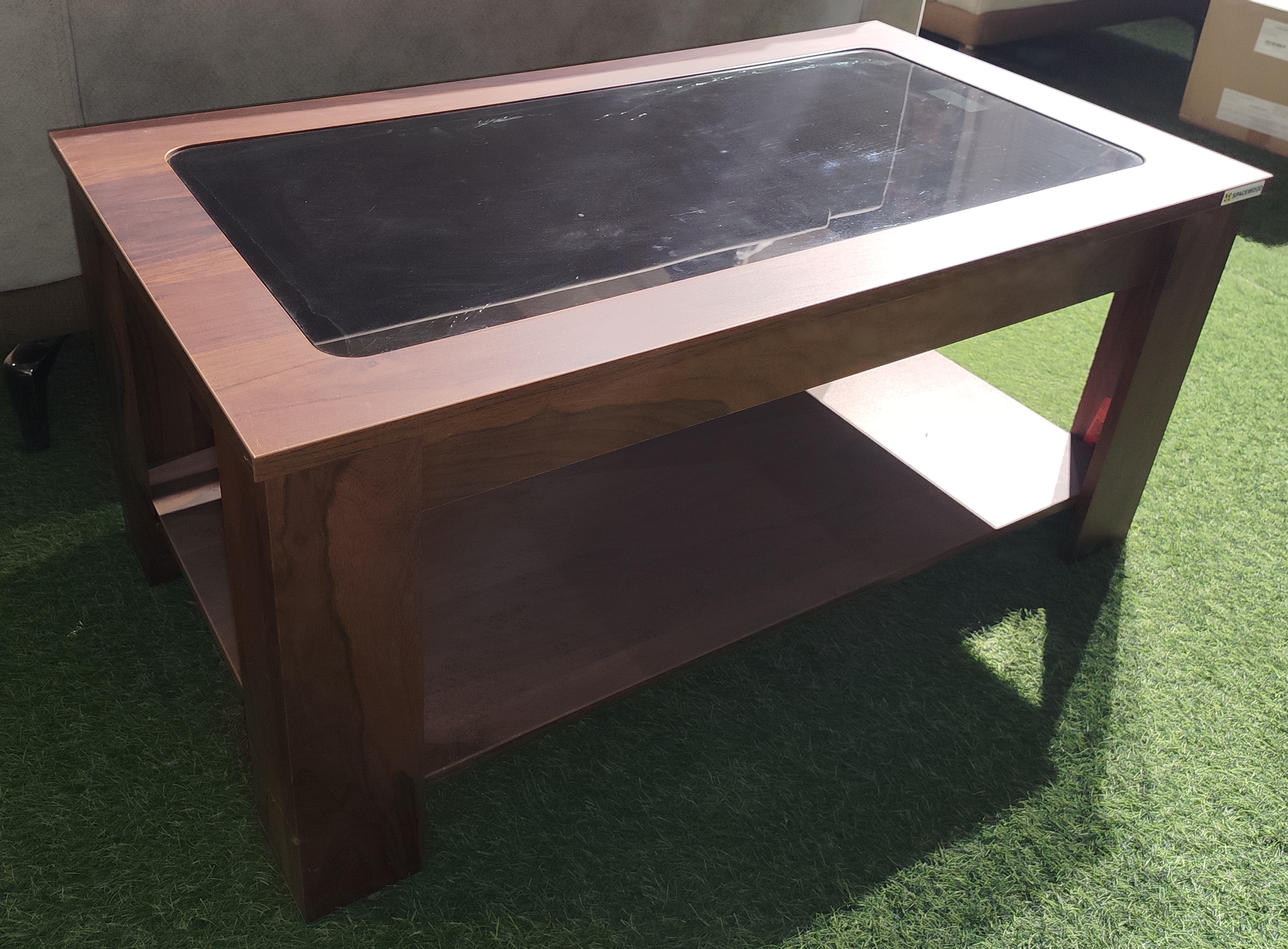 Glass Top Wooden Coffee Table view 2