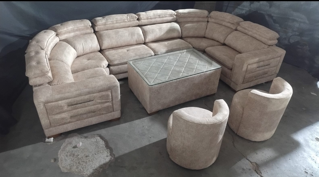Beige Sectional Sofa Set view 2