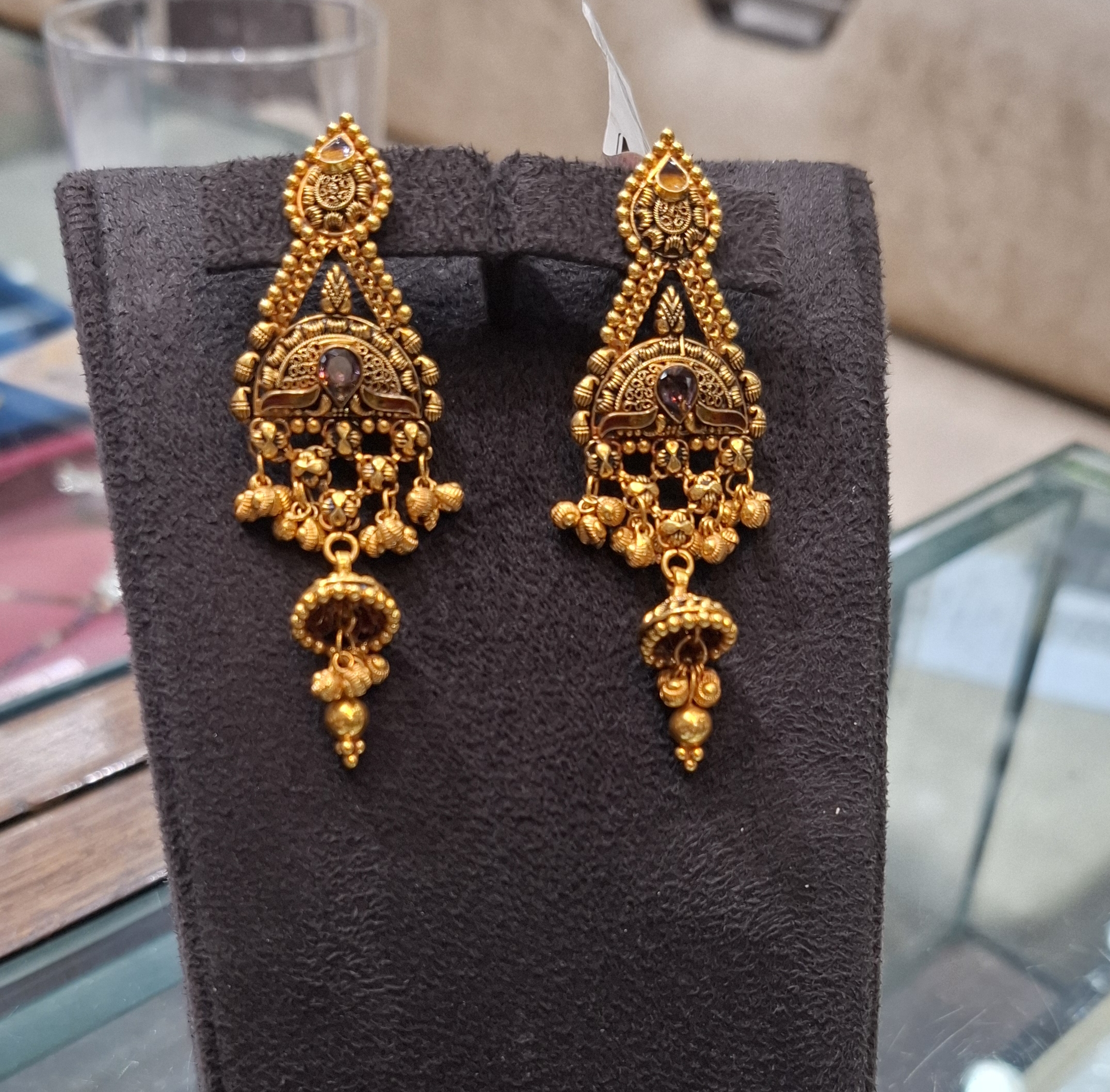 Gold Chandelier Earrings view 2
