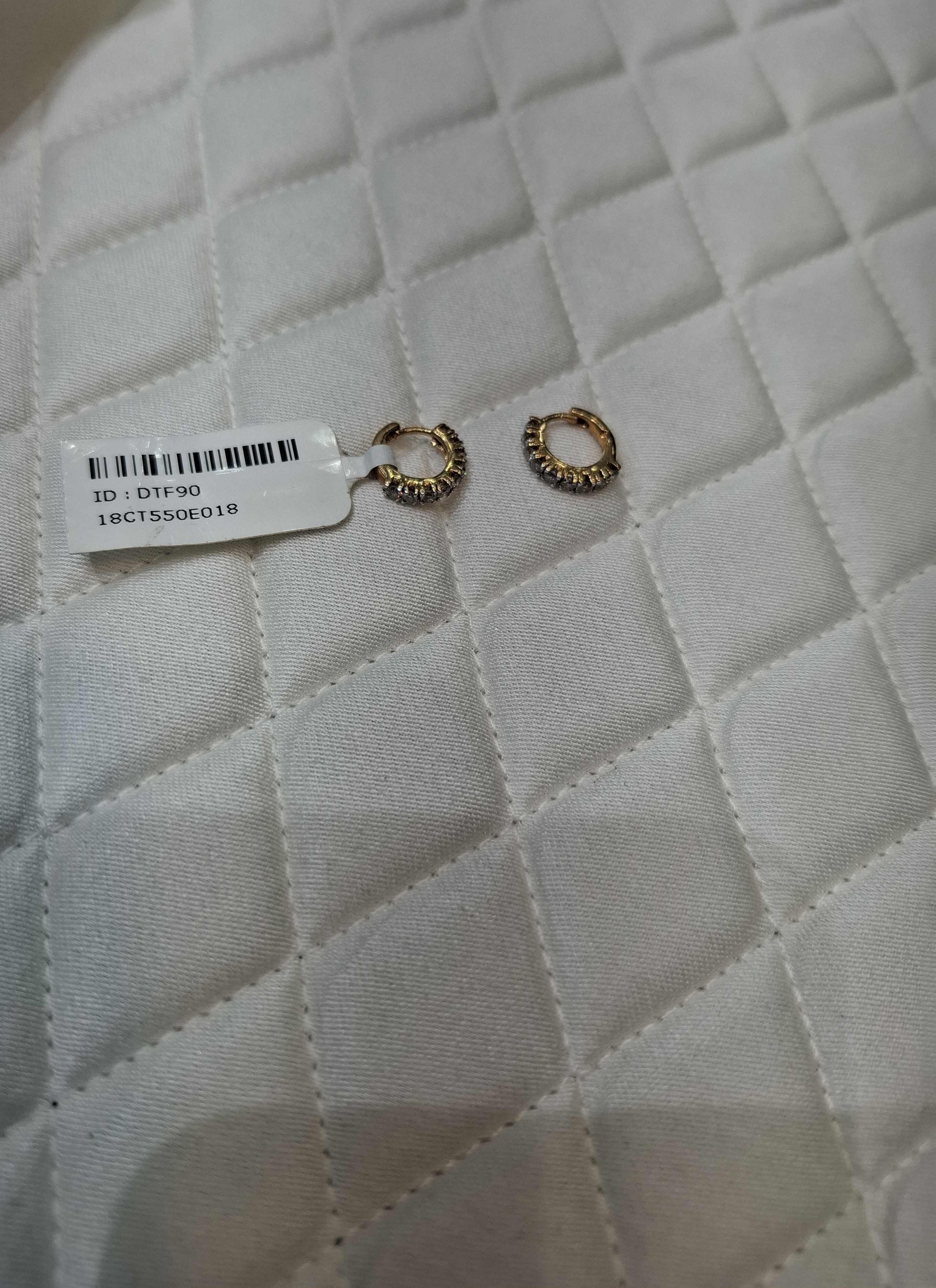 Gold and Diamond Hoop Earrings view 2