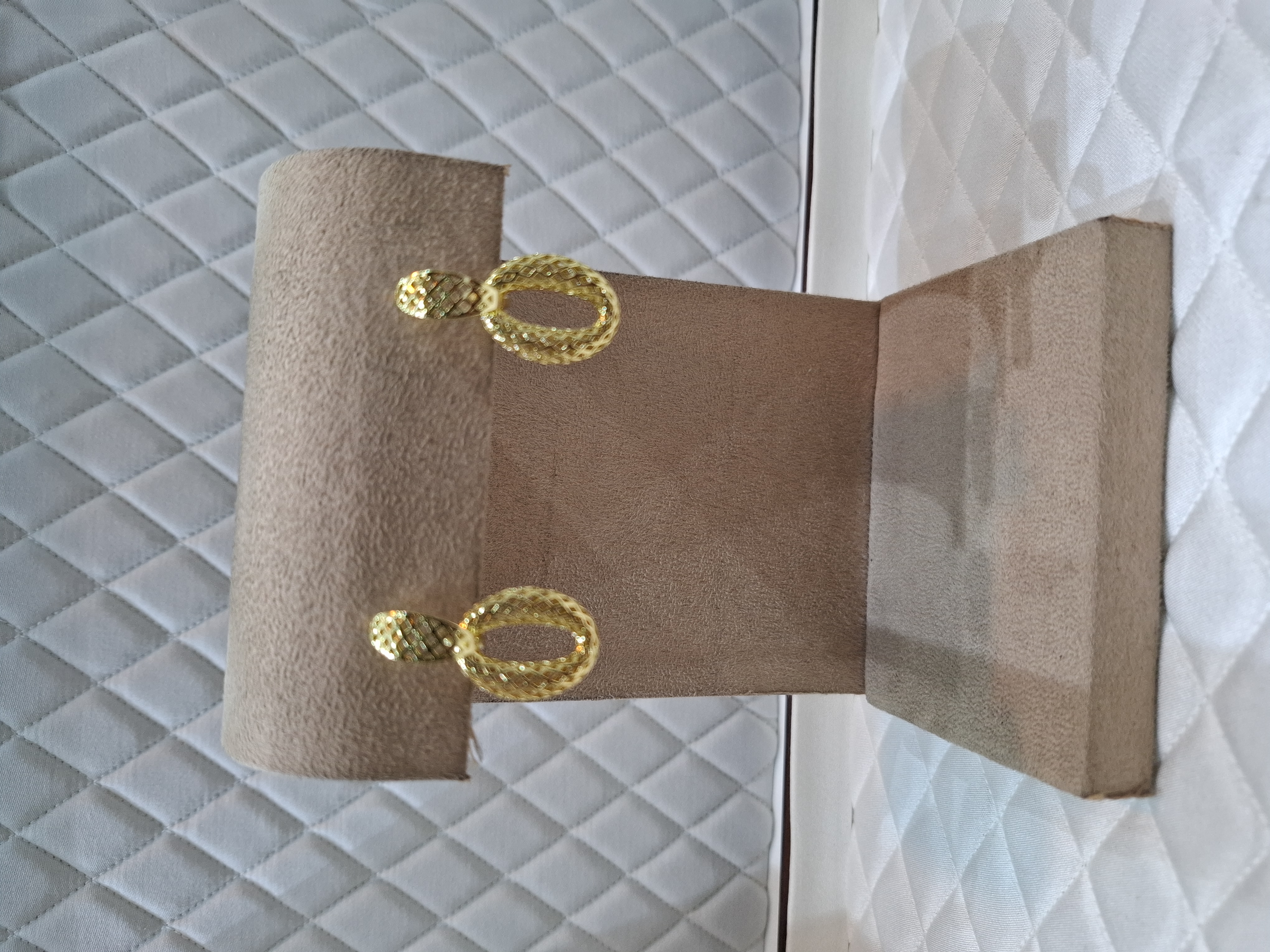 Silver Plated Gold Oval Pattern Earrings view 2