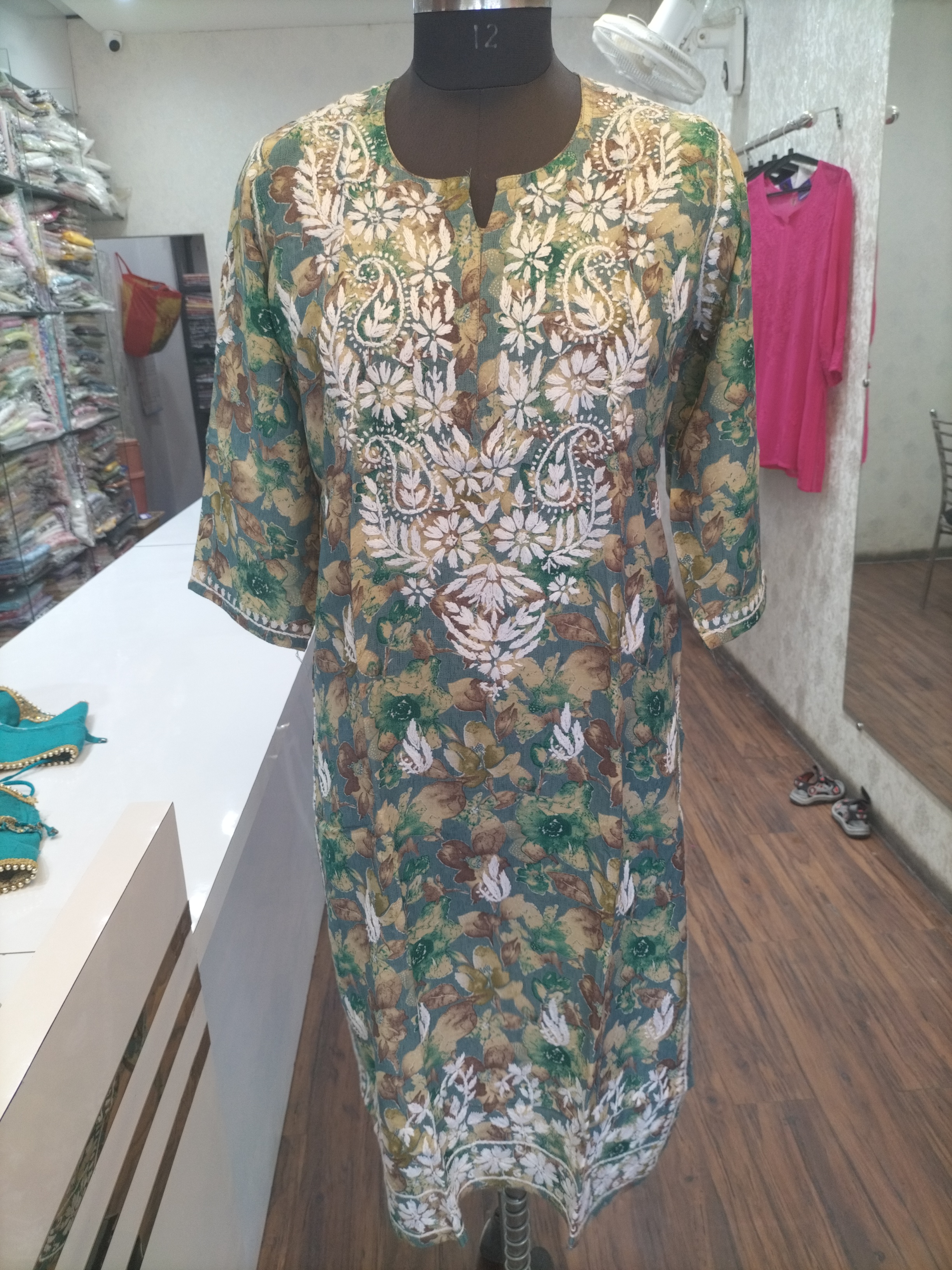 Floral Embroidered Kurta view 2