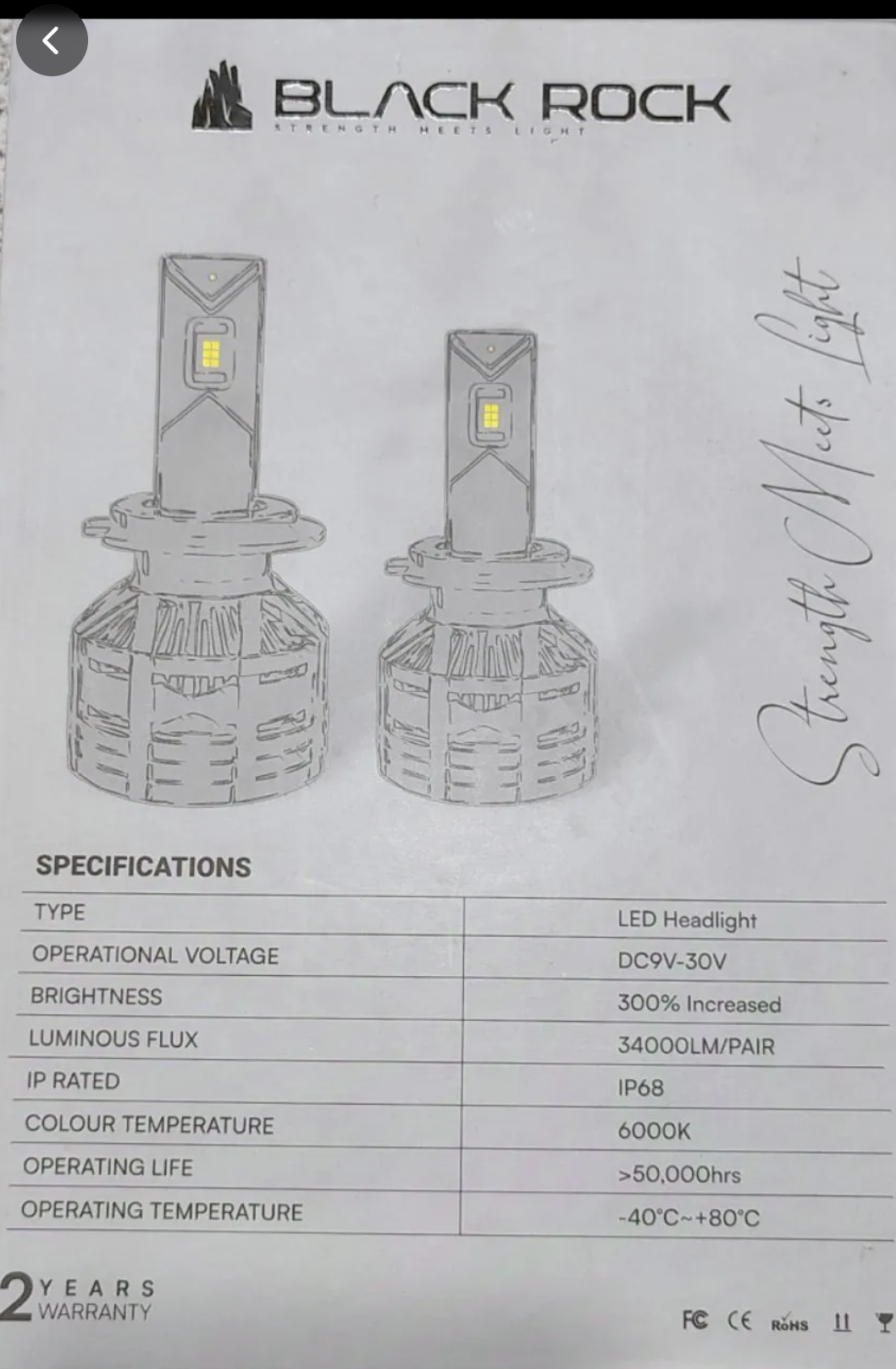 Black Rock LED Headlight view 2