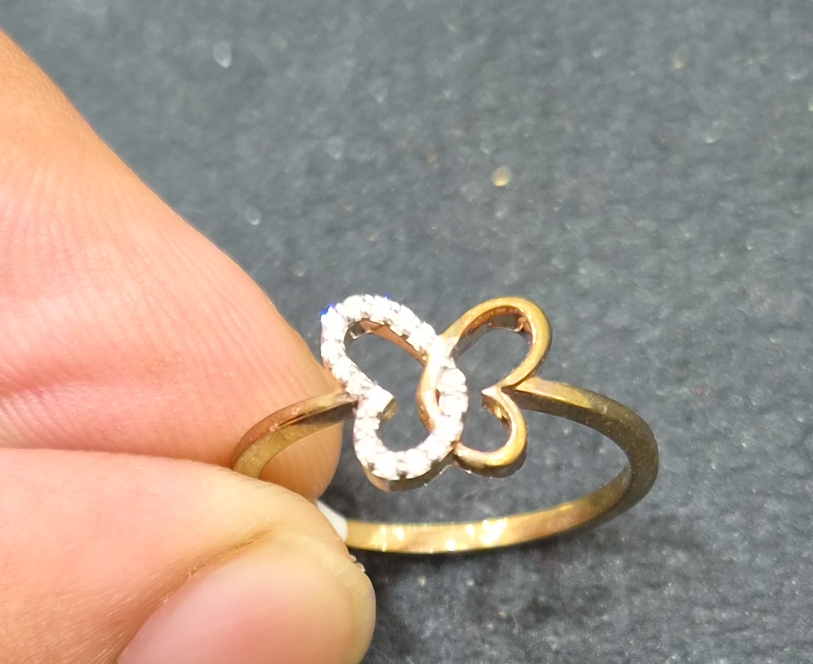 Gold Butterfly Ring view 2
