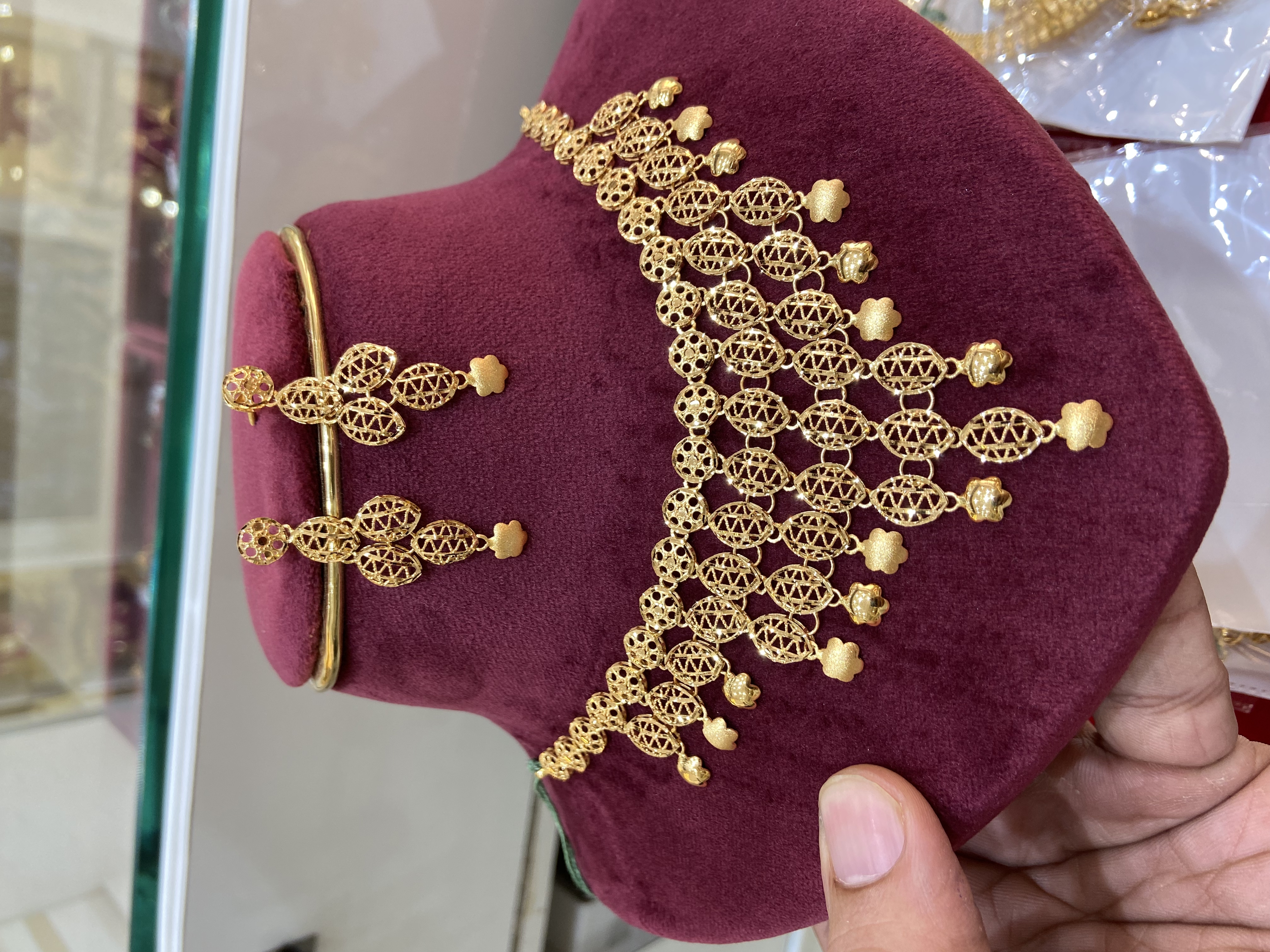 Gold Necklace and Earring Set view 2