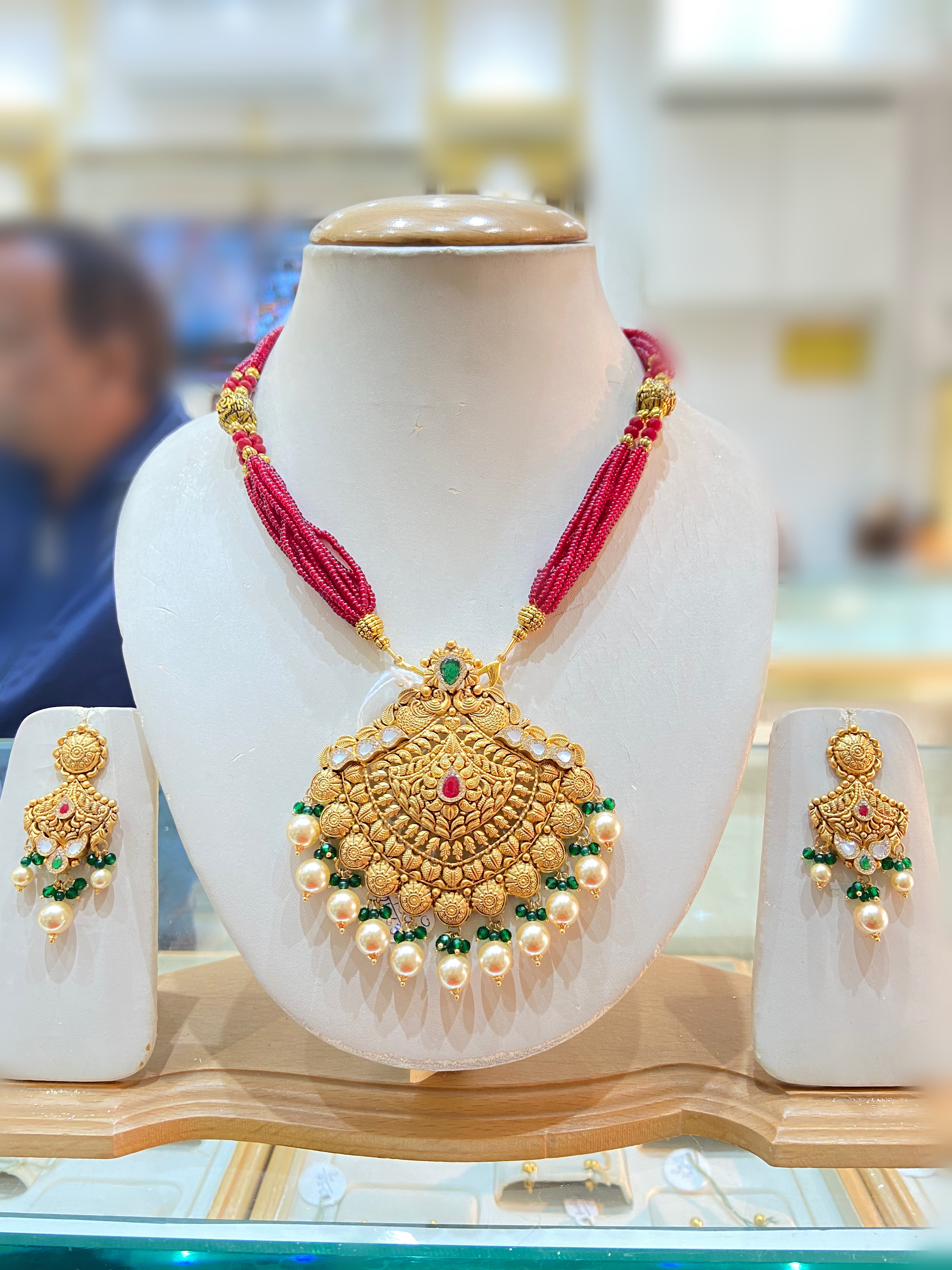 Gold Pendant and Earring Set view 2