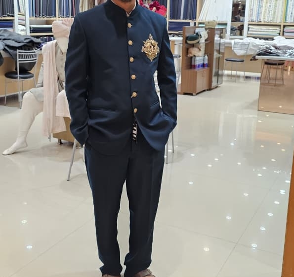 Royal Blue Bandhgala view 2