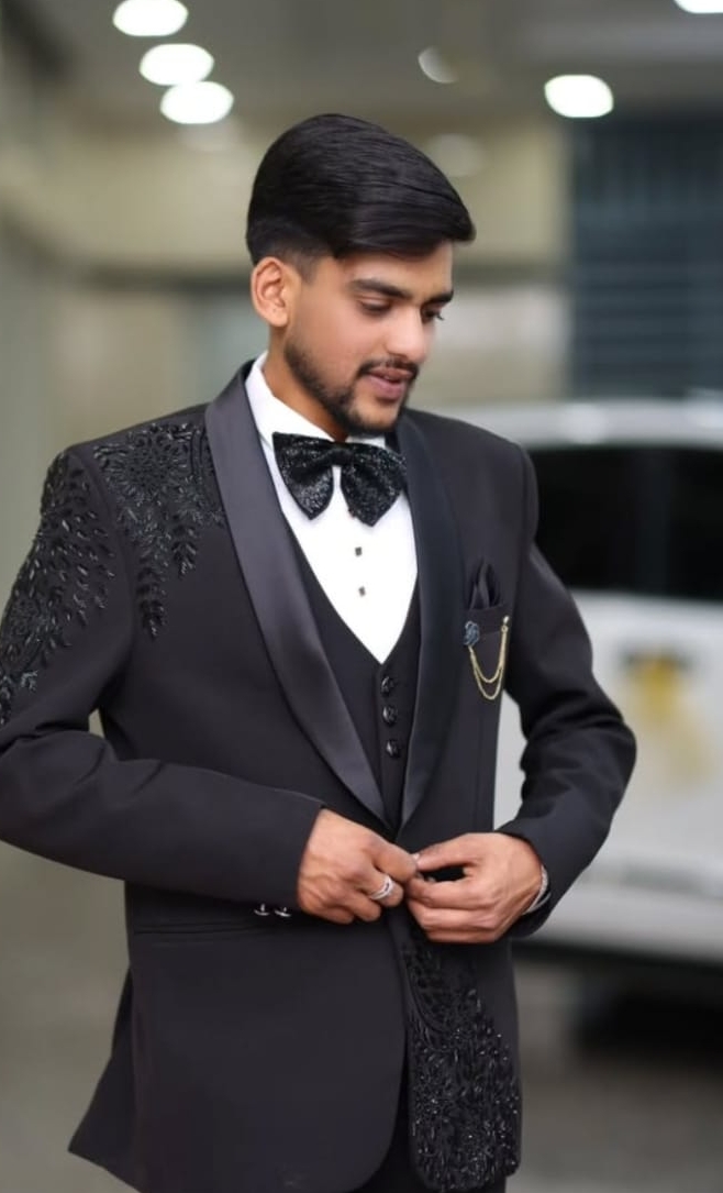 Classic Black Embroidered Suit view 2