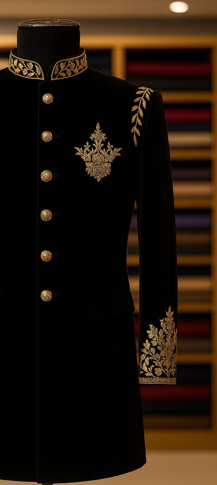 Golden Embroidered Sherwani view 2