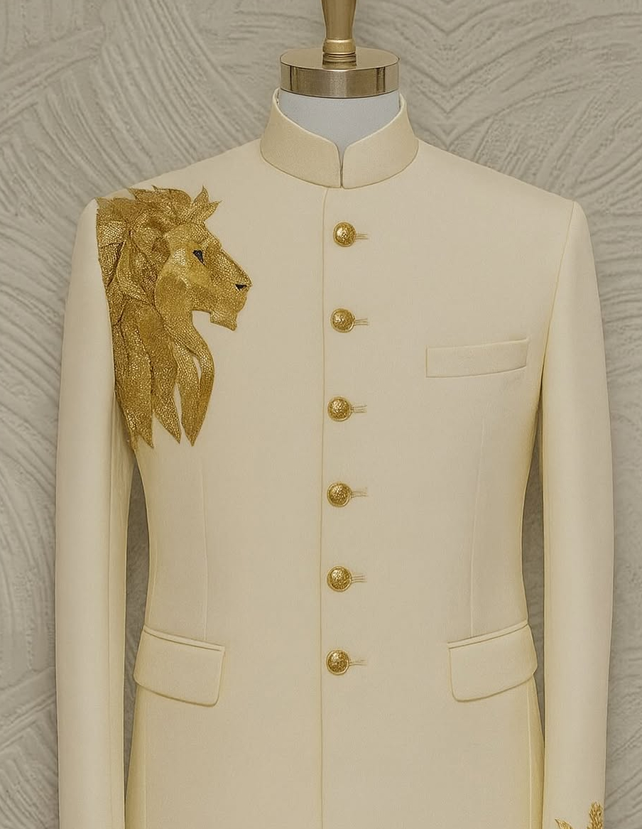 Lion Embroidered Bandhgala view 2