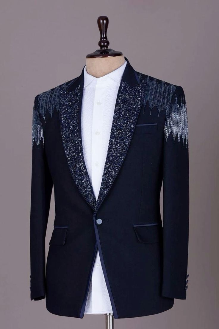 Embroidered Tuxedo Jacket Set view 2
