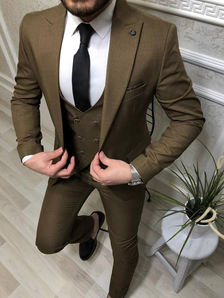 Tailored Brown Three-Piece Suit view 2