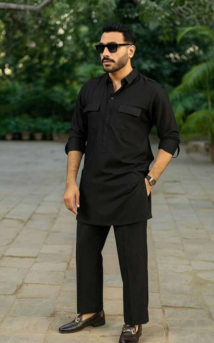 Black Kurta Set view 2