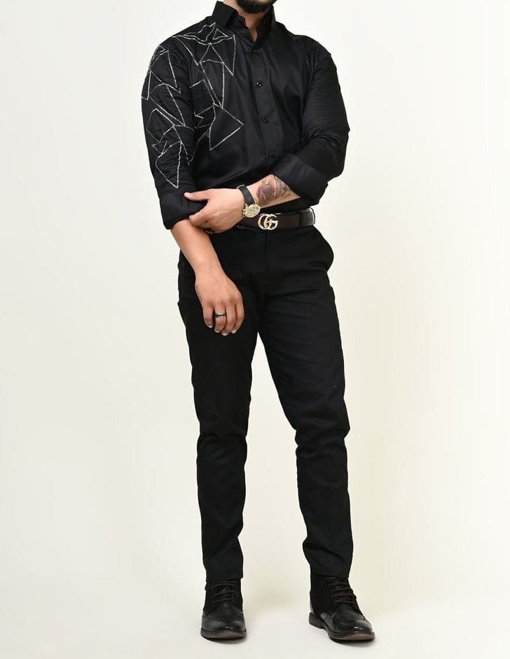 Designer Black Emb Shirt view 2