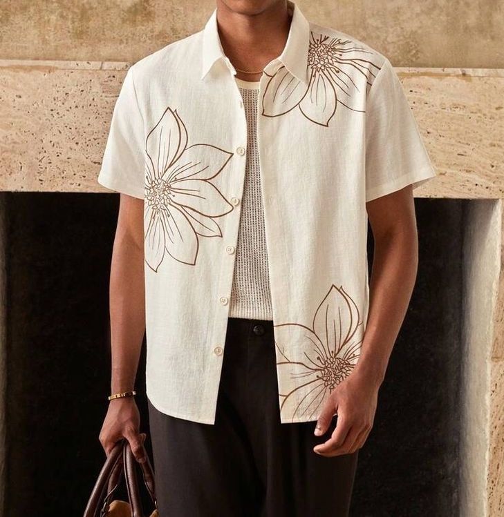 Floral Embroidery Short Sleeve Shirt view 2