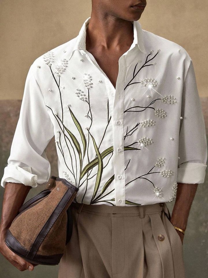 Embroidered Pearl White Shirt view 2