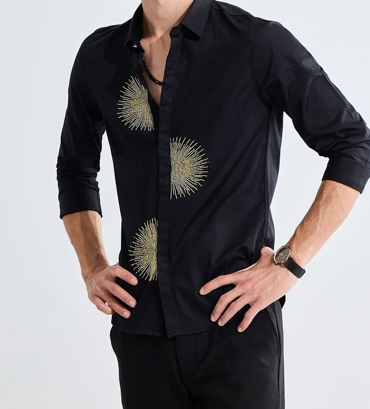 Embroidered Black Shirt Anna Style view 2