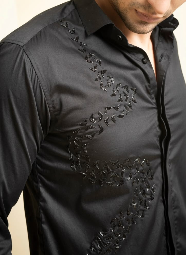Embroidered Black Shirt Unique view 2