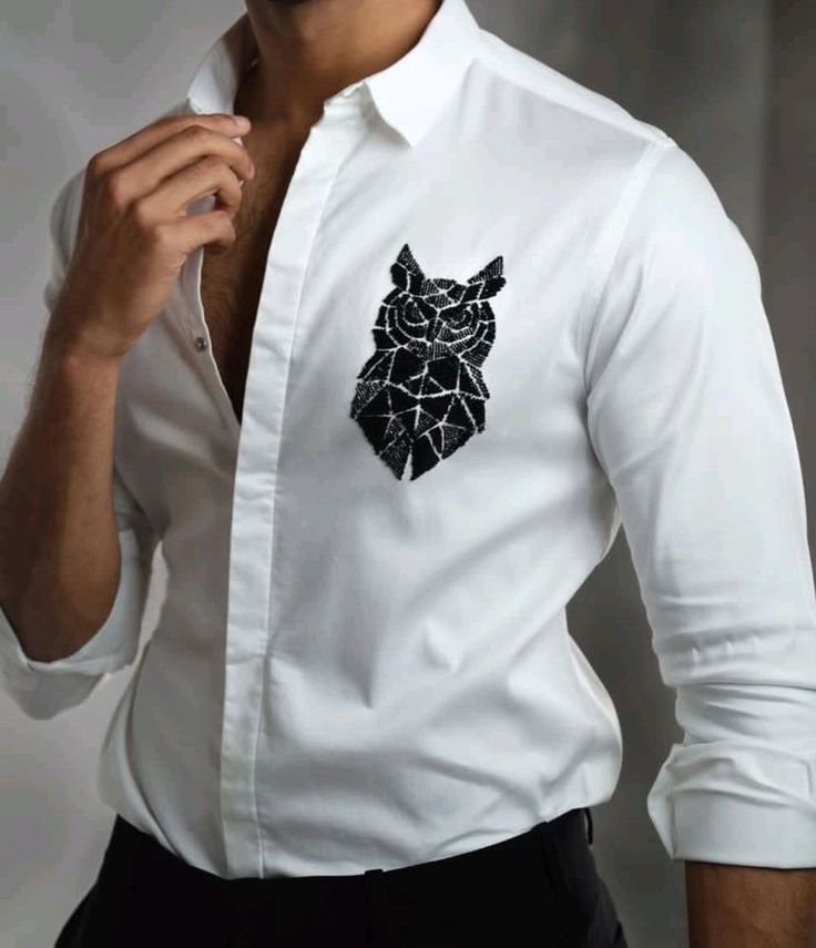 Owl Embroidered Mens Shirt view 2