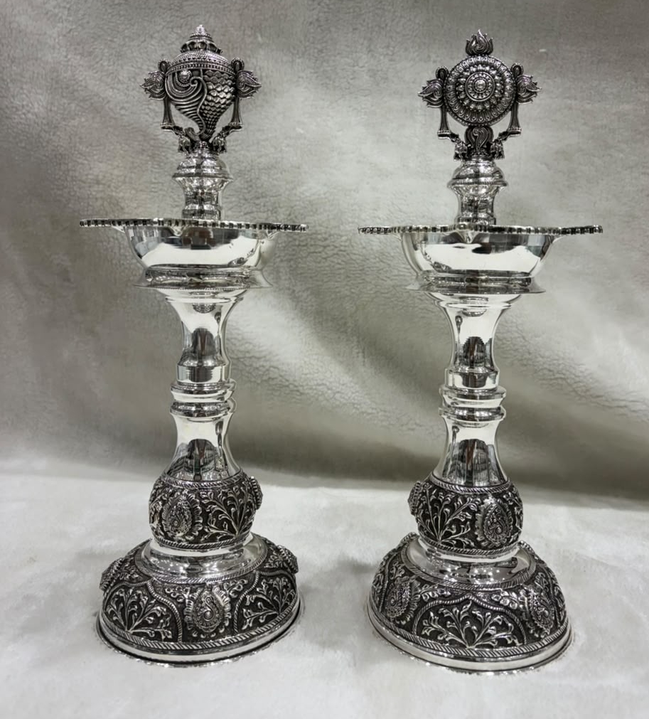 Silver Brass Oil Lamps view 2