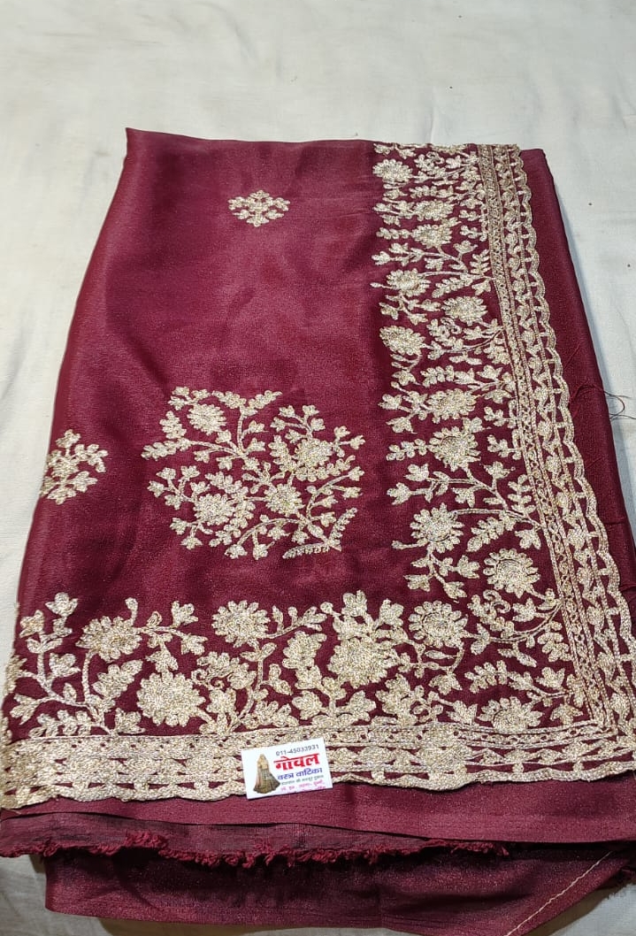 Elegant Maroon Saree view 2