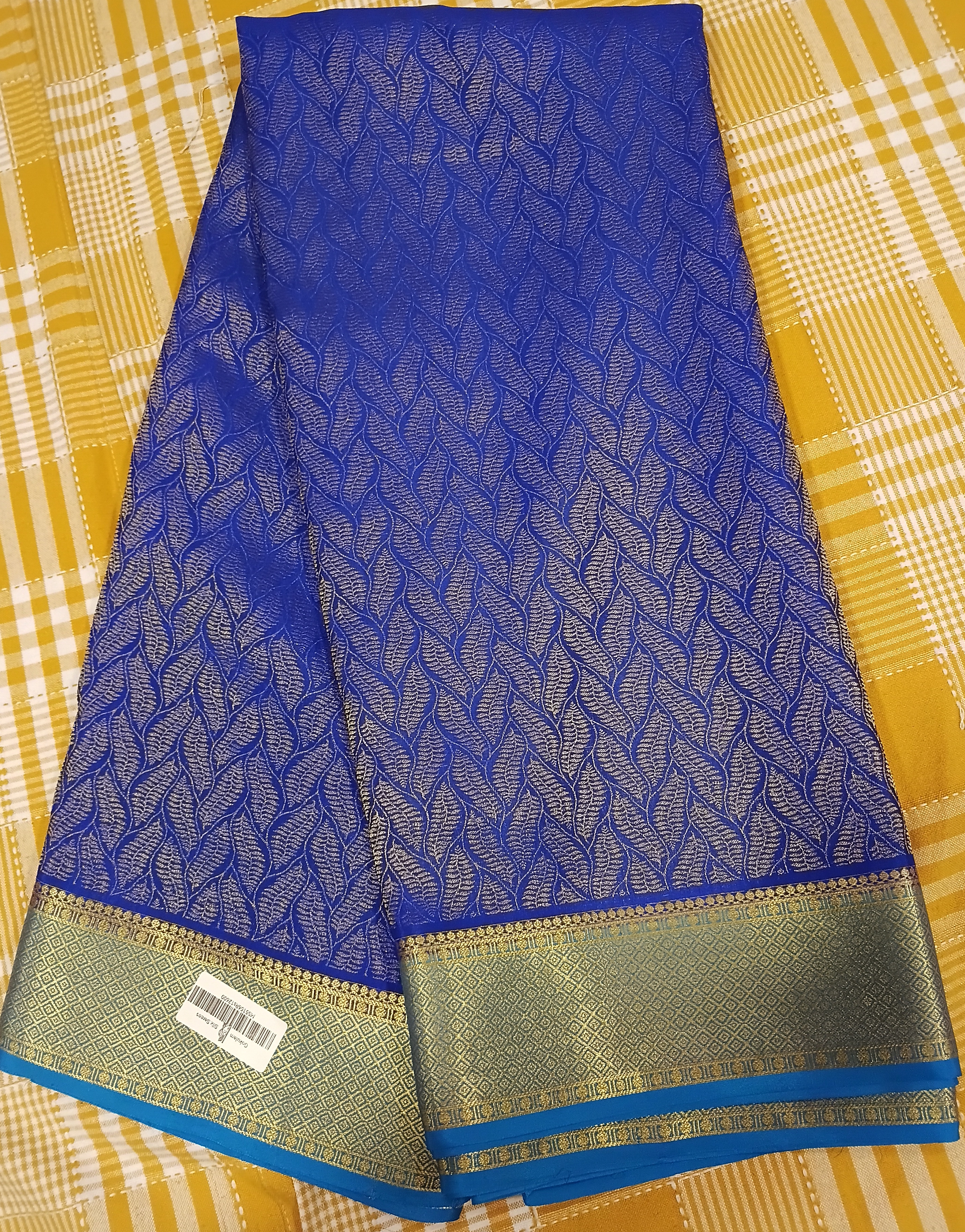 Pure CREP MYSORE SILK Saree Blue With Sky B6lue view 2