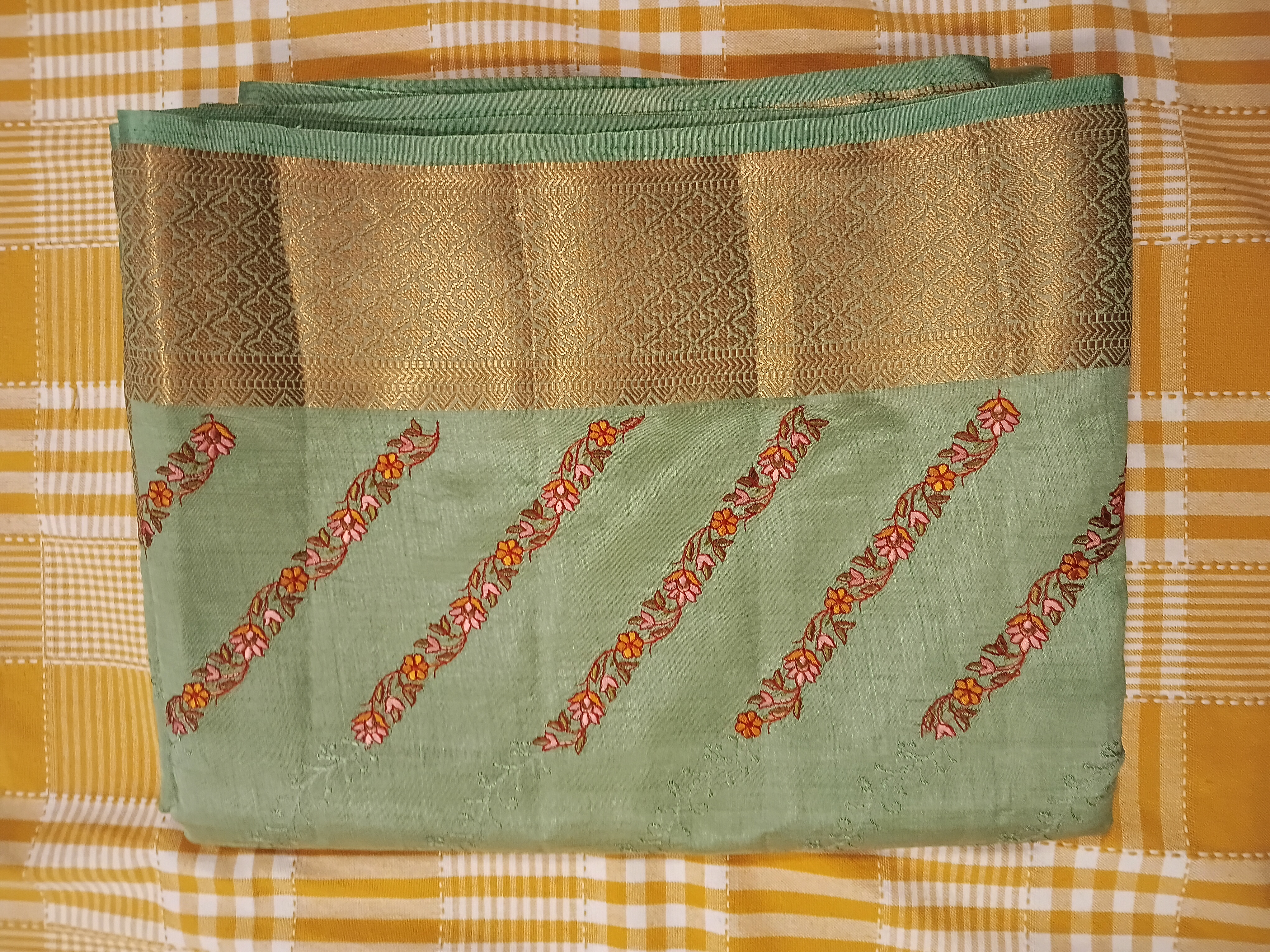 Embroidered Green Saree 027 view 2