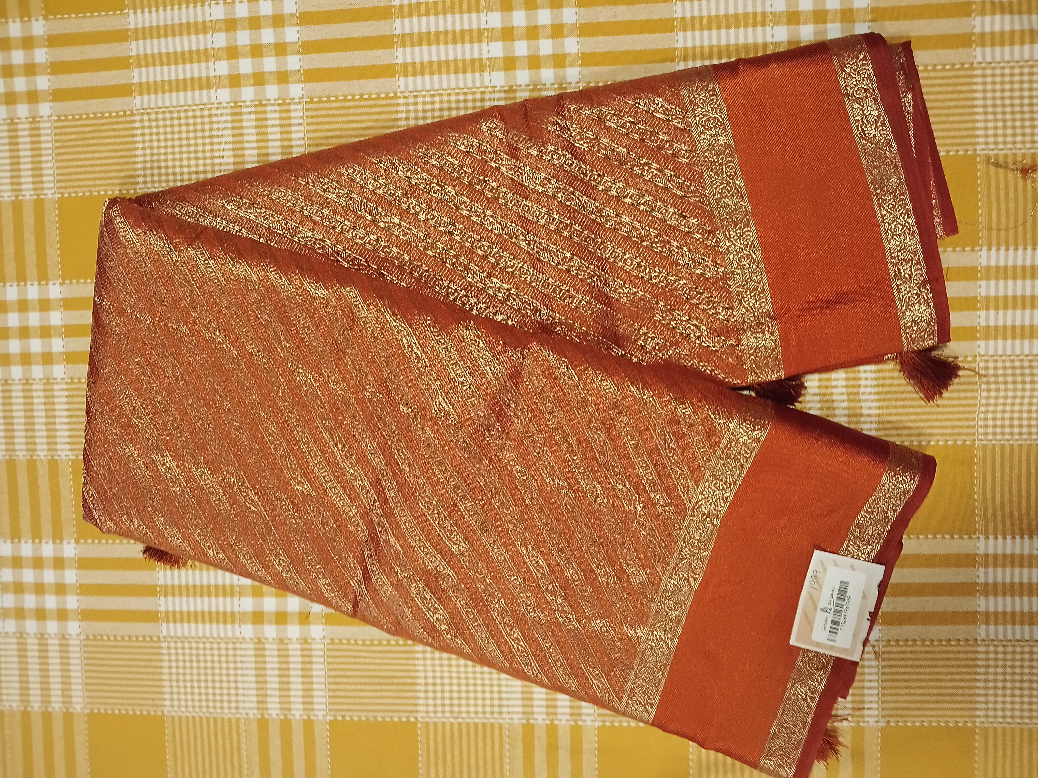 Tussar Silk Orange 036 view 2