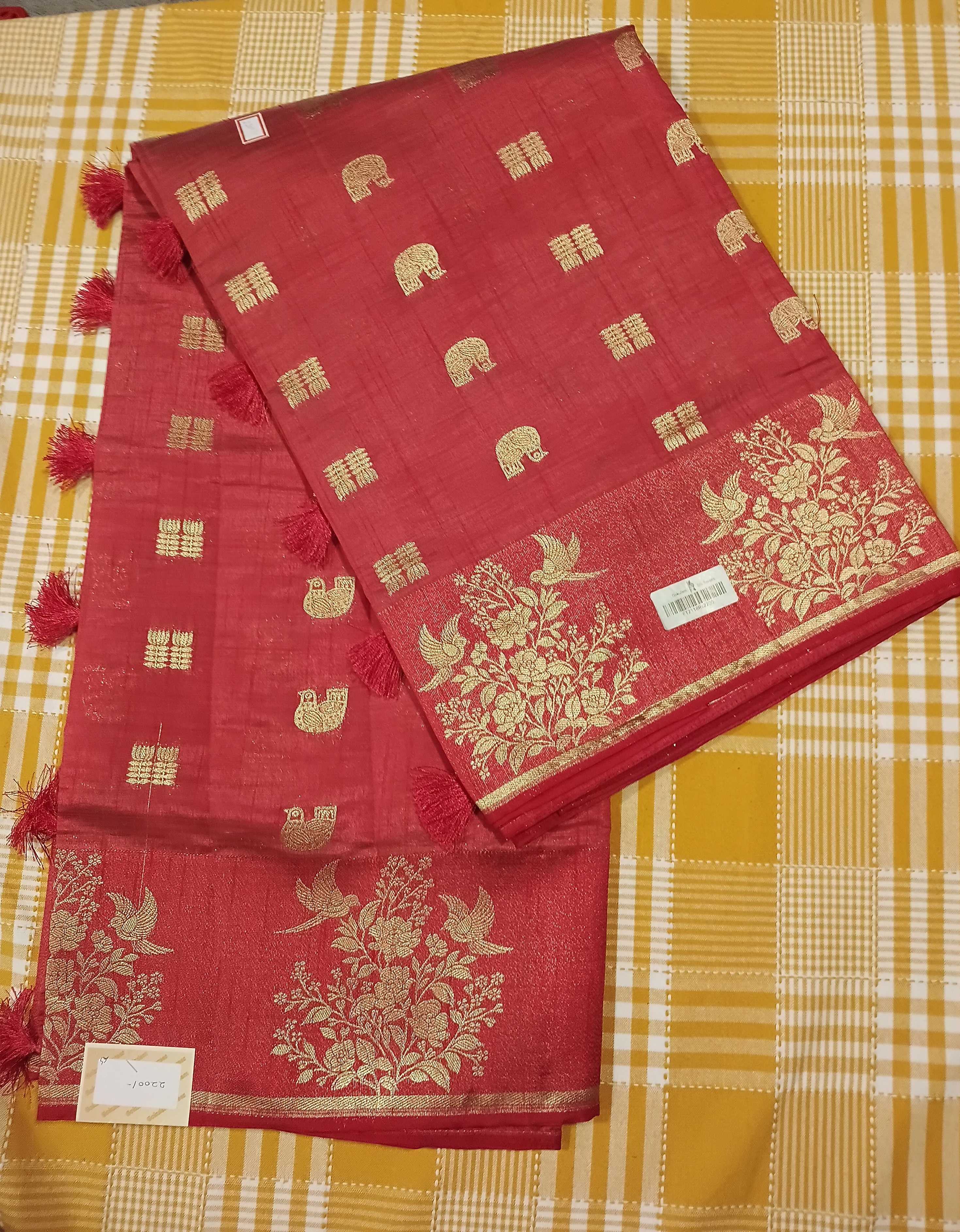 Tussar Silk Red  039 view 2