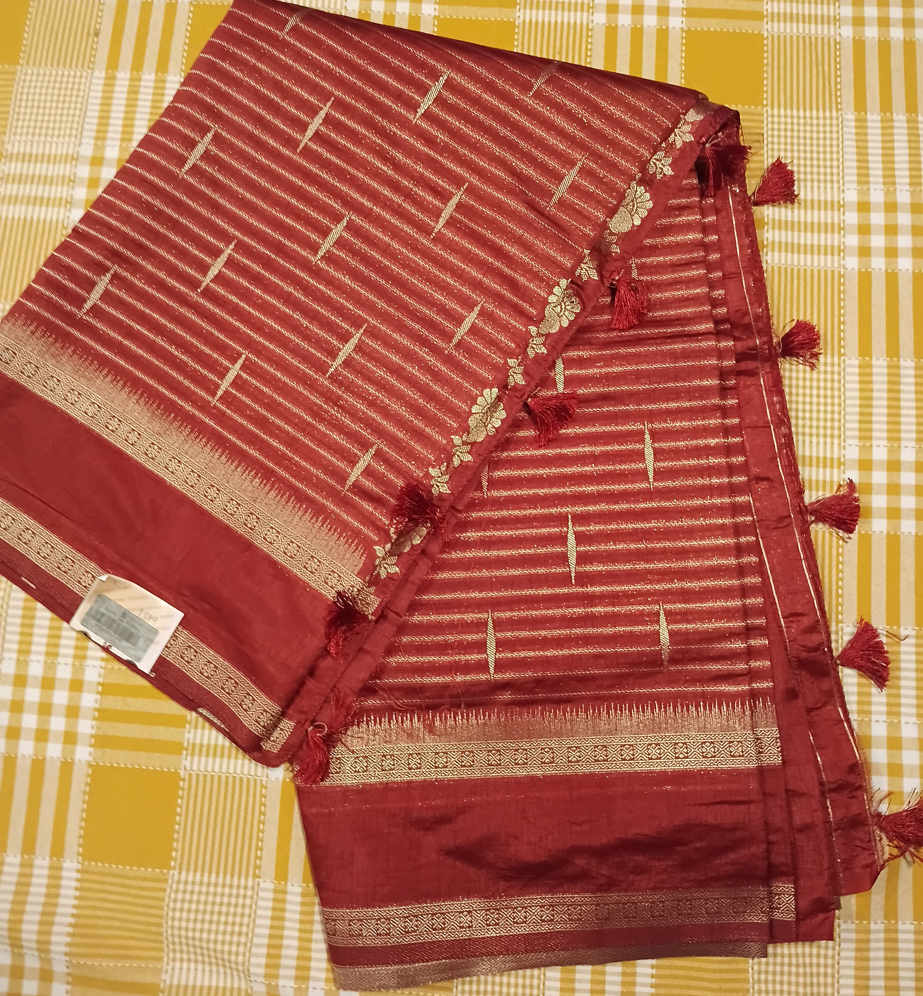 Red Tussar Silk 034 view 2