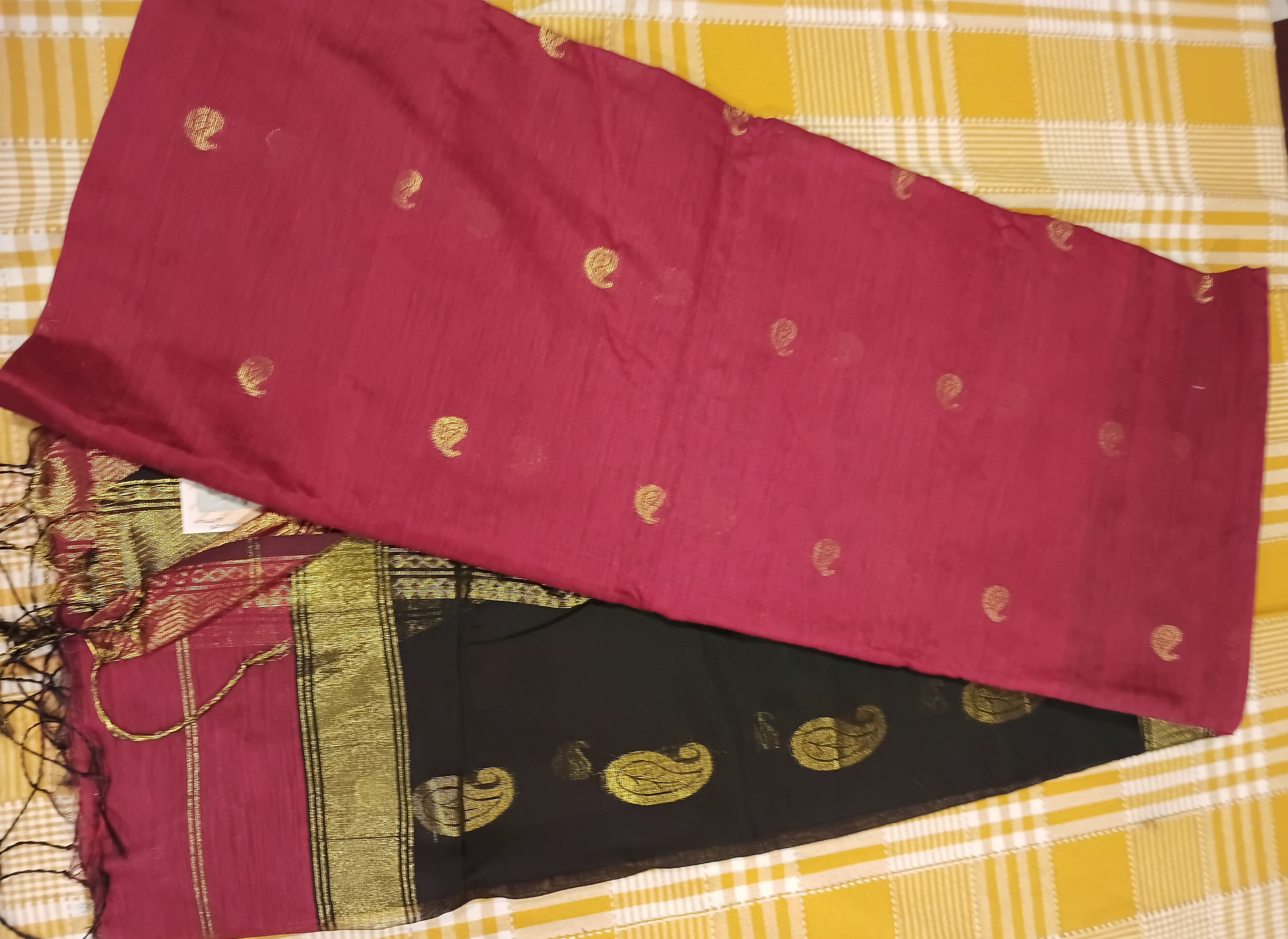 Black with Maroon Maheshwari Cotton 033 view 2