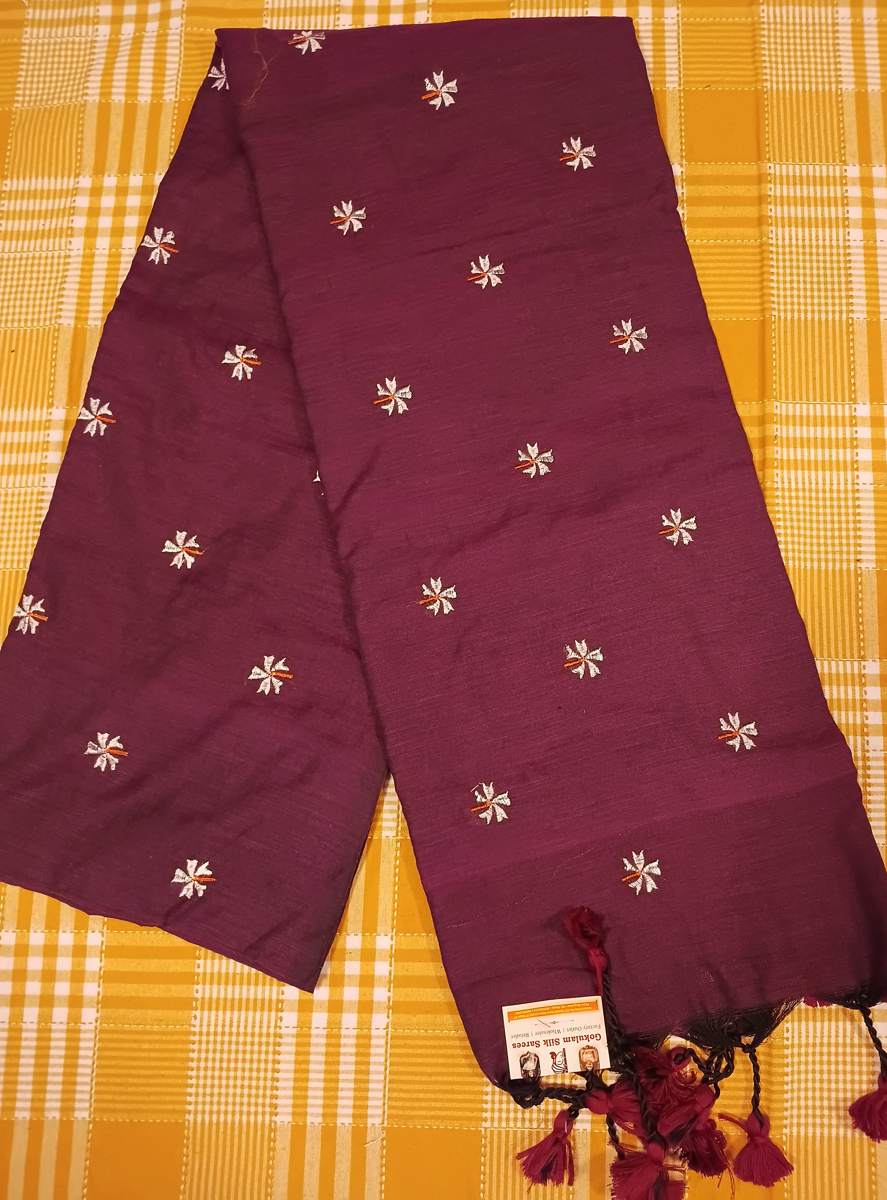 Embroidered Purple Khadi Cotton 013 view 2