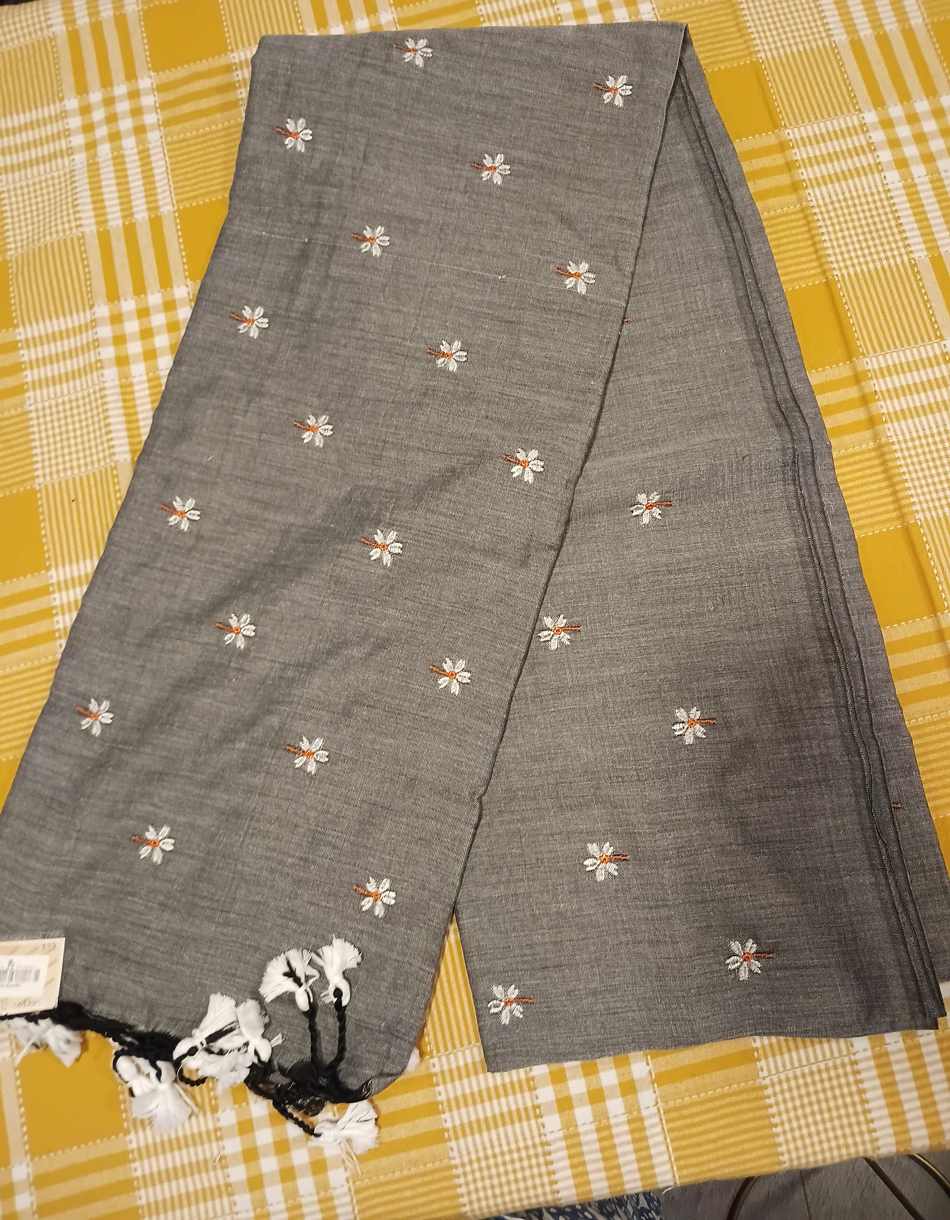 Embroidered Grey Khadi Cotton 011 view 2