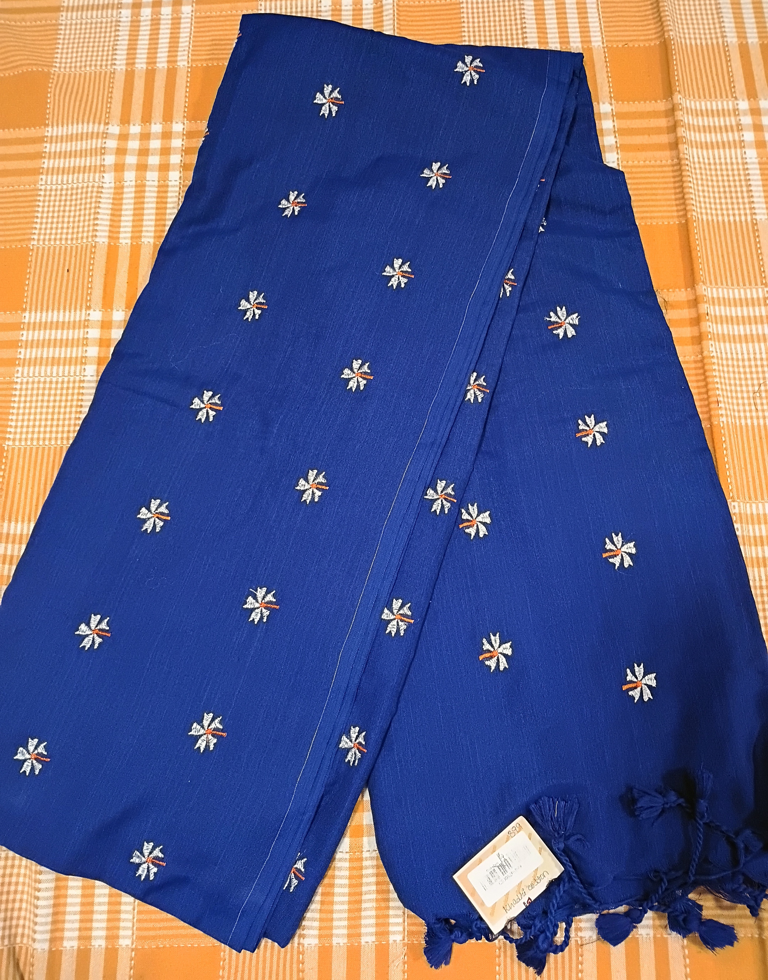Embroidered Blue Khadi Cotton 007 view 2