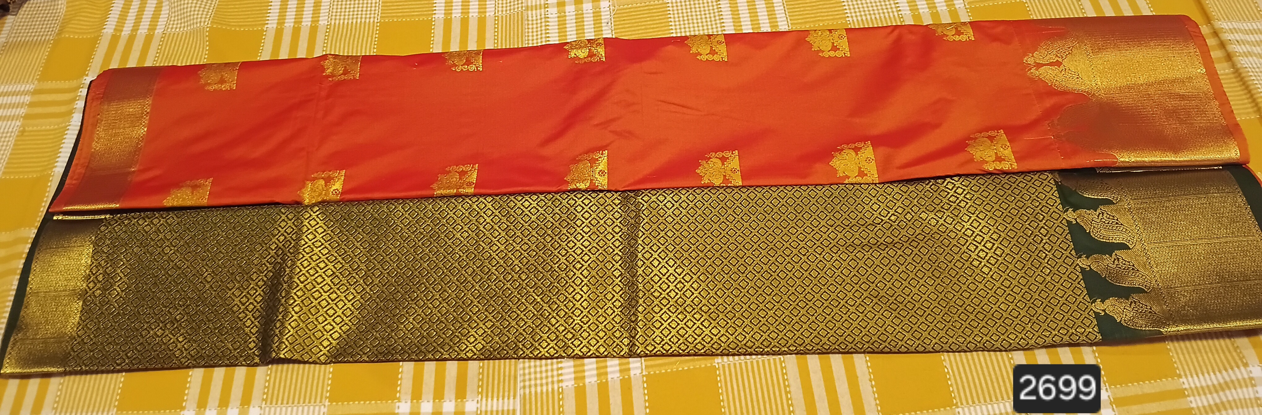 Semi Silk Saree Oregano With Green 190 view 2