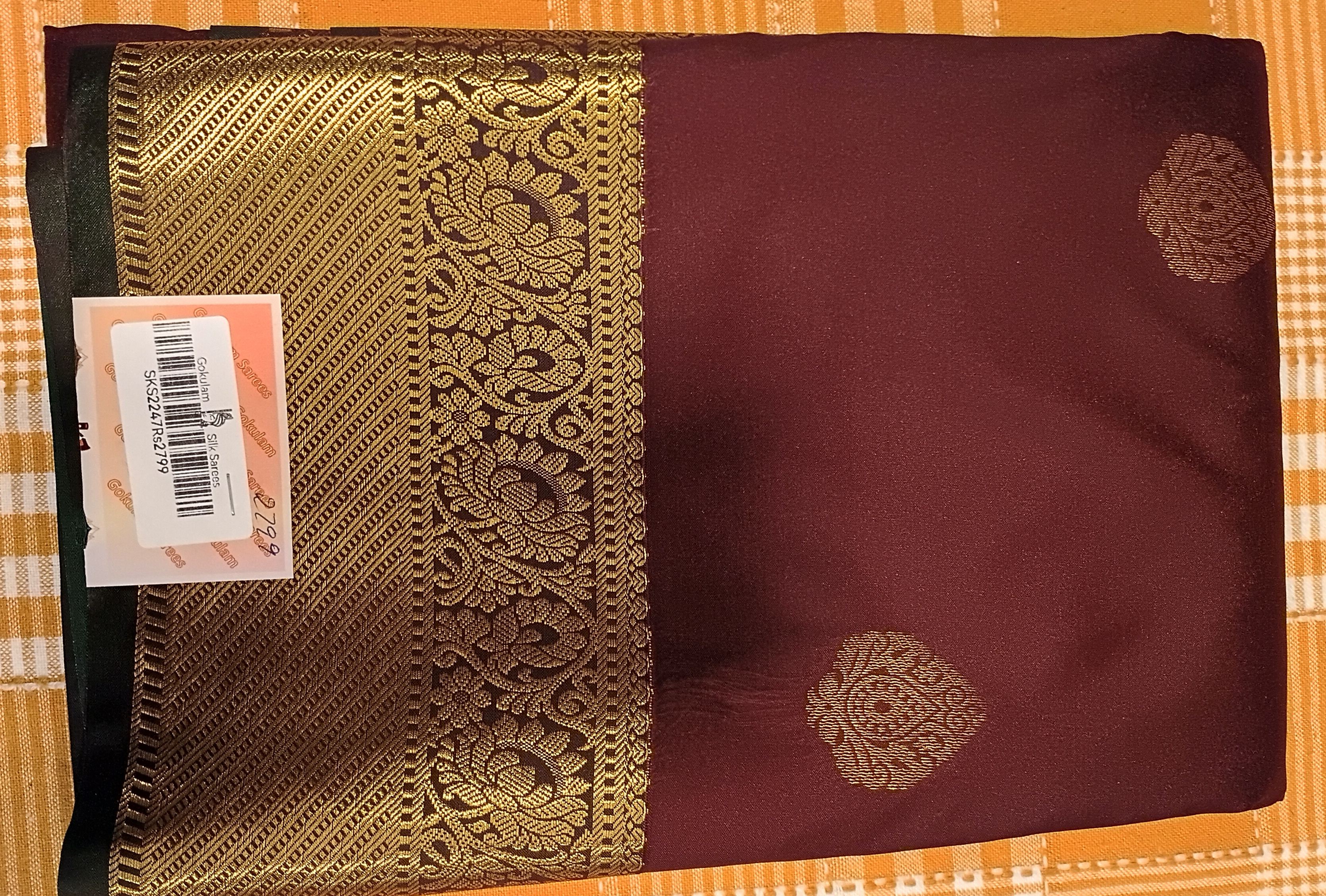 Semi Silk Saree Brown 189 view 2