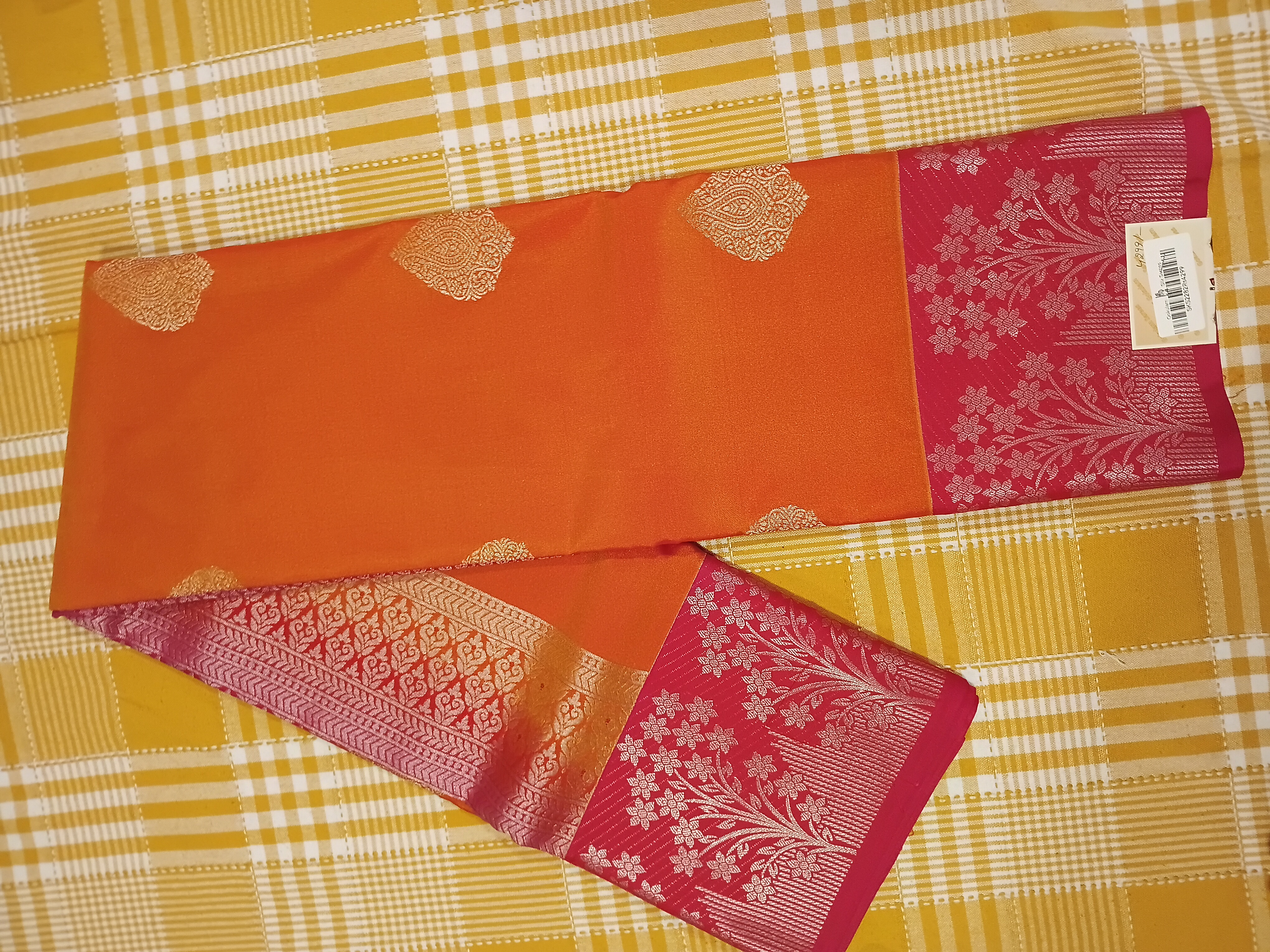 Oregano Witt Pink Semi Kanchi Silk Saree 170 view 2