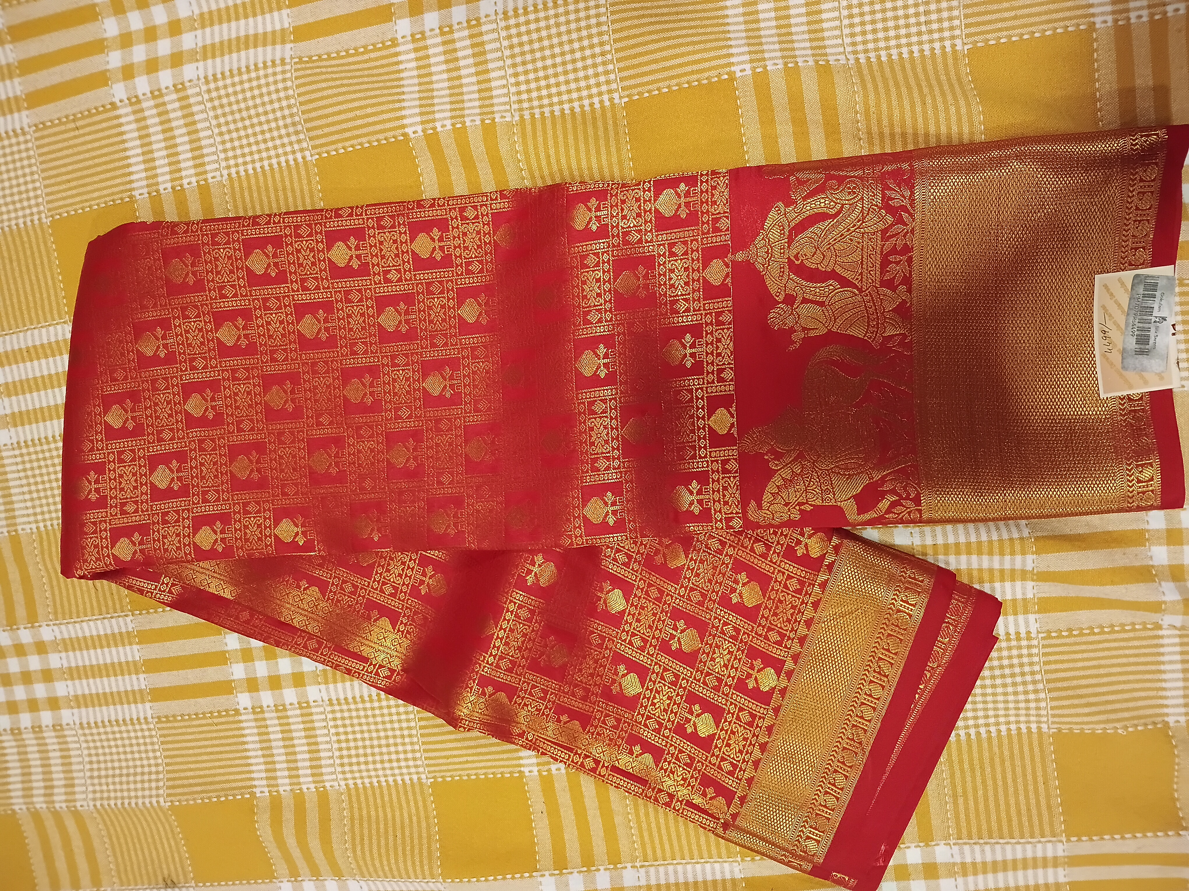 Semi Kanchi Silk Saree Red 124 view 2