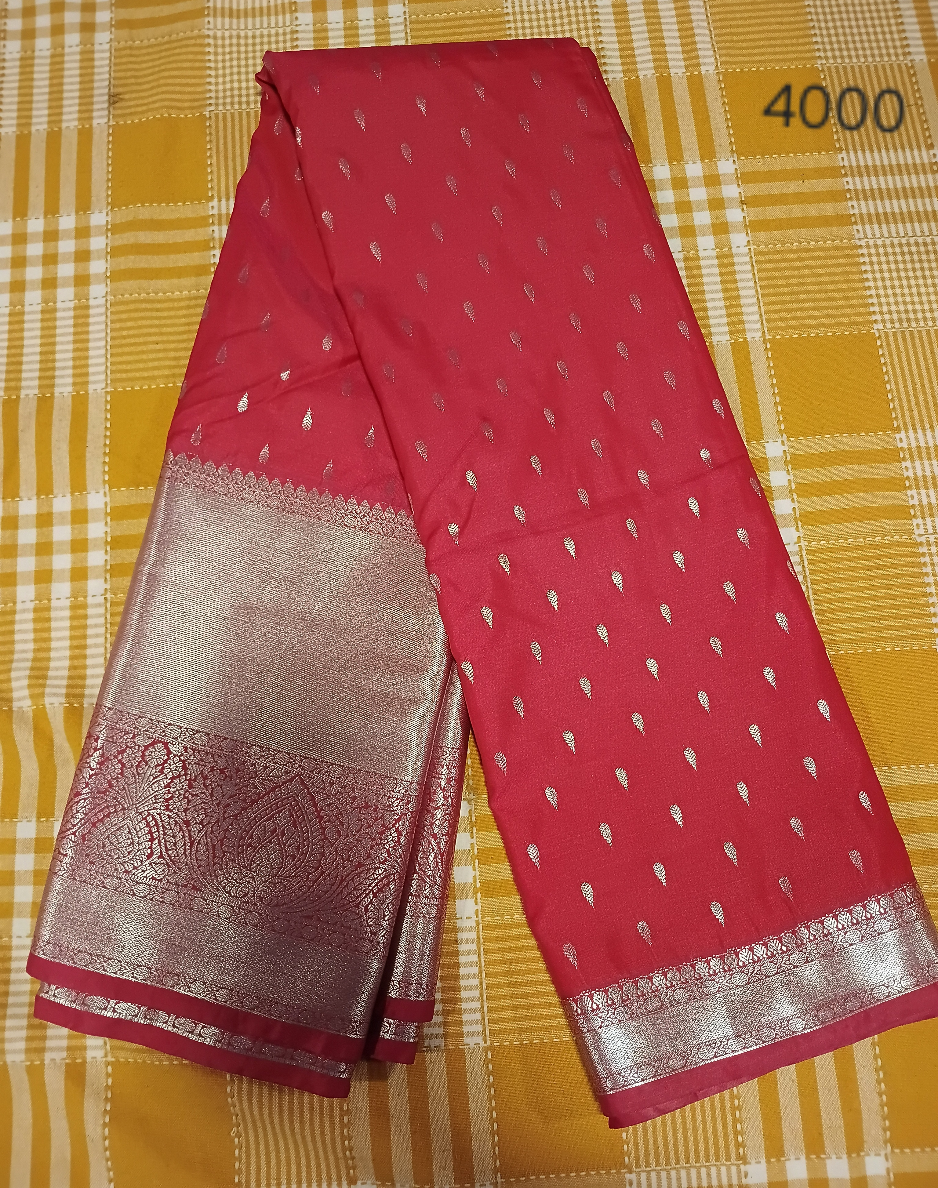 Semi Kanchi Silk Saree Red 095 view 2