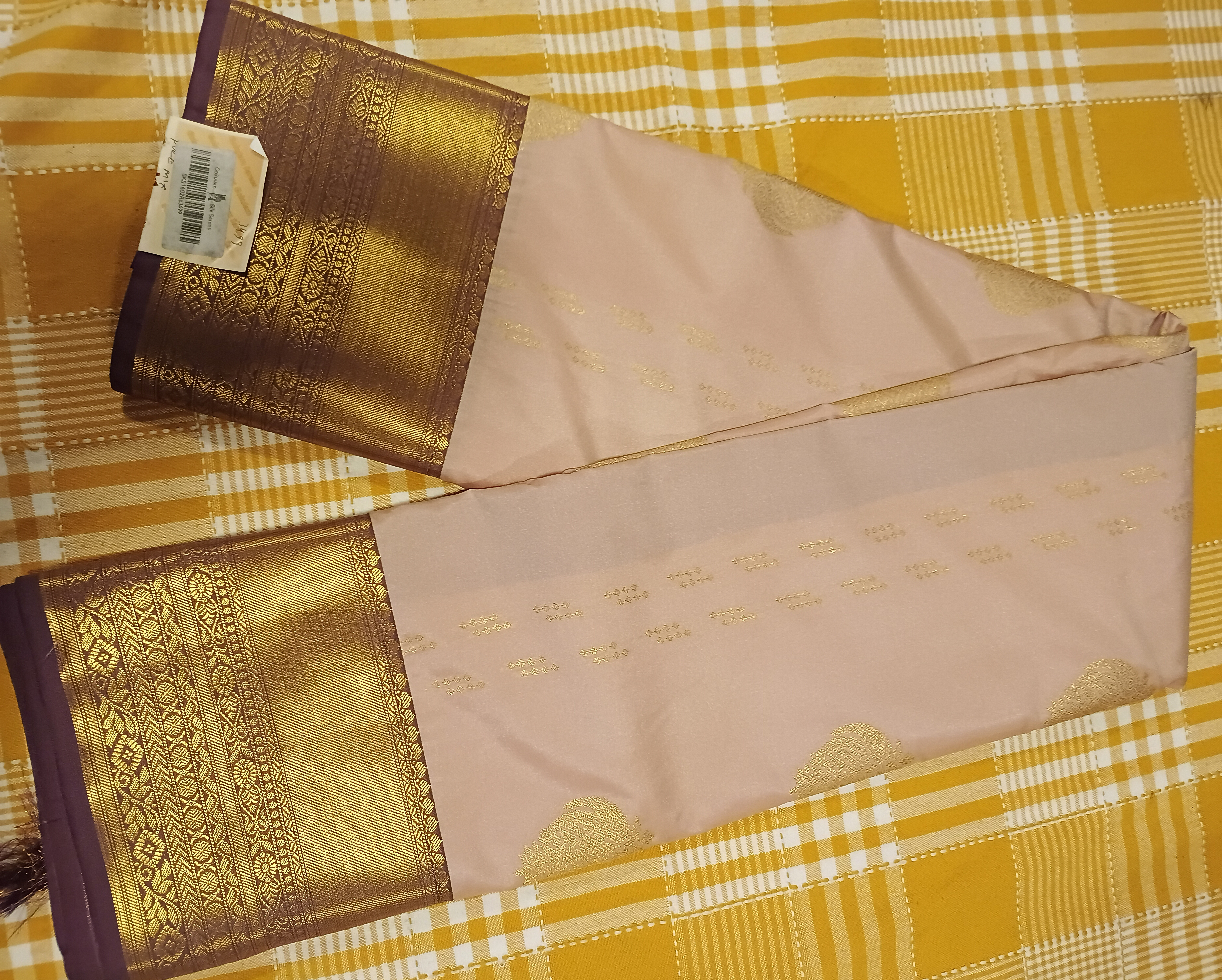 Semi Kanchi Silk Saree Light With Purple 094 view 2