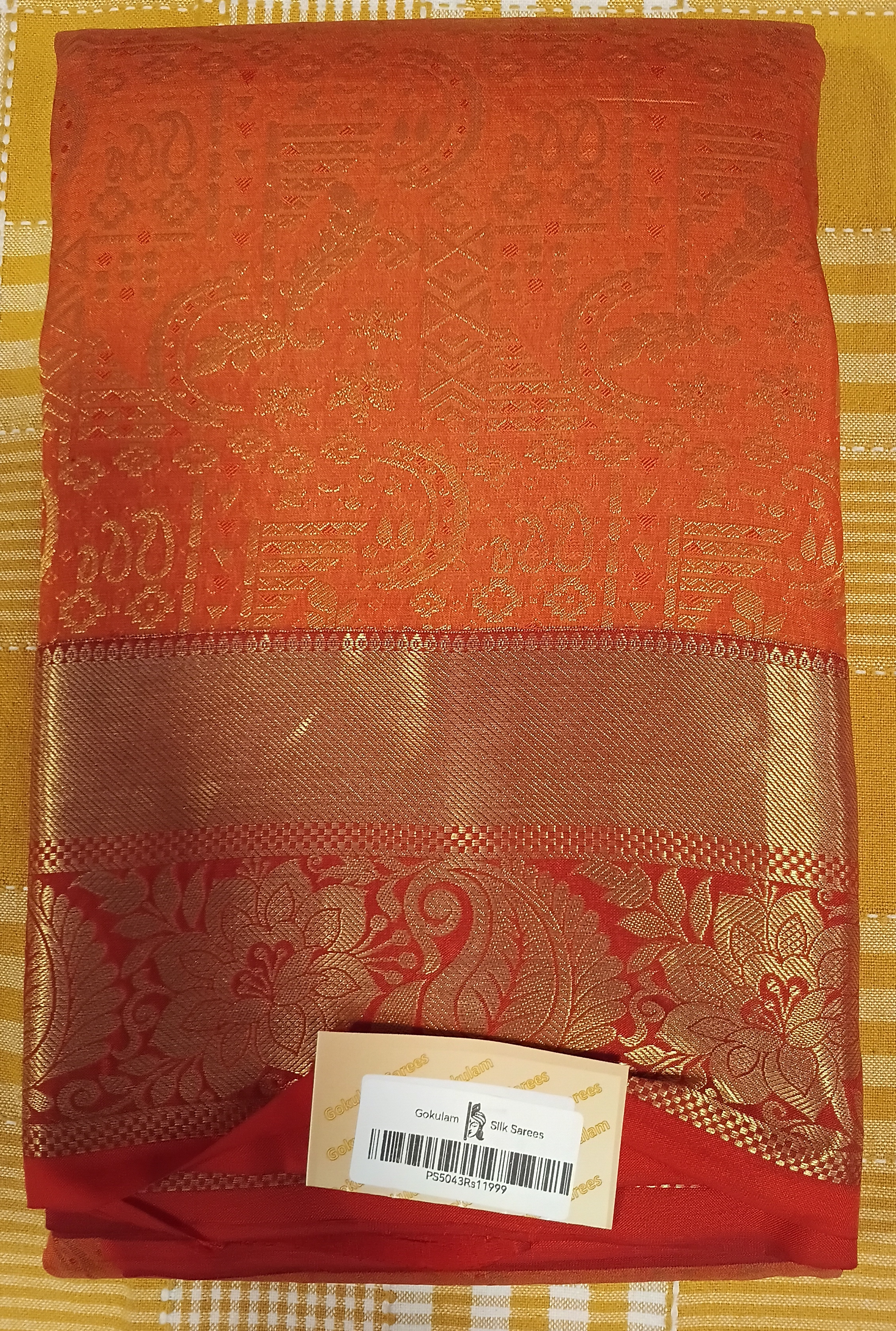 Orange Kanchipuram Pure Silk Saree 142 view 2