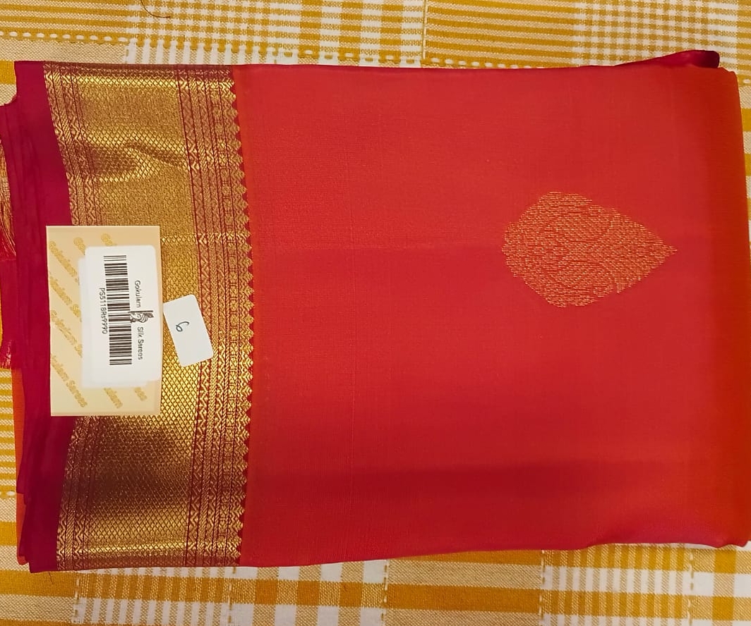 Red pure Silk Saree 083 view 2