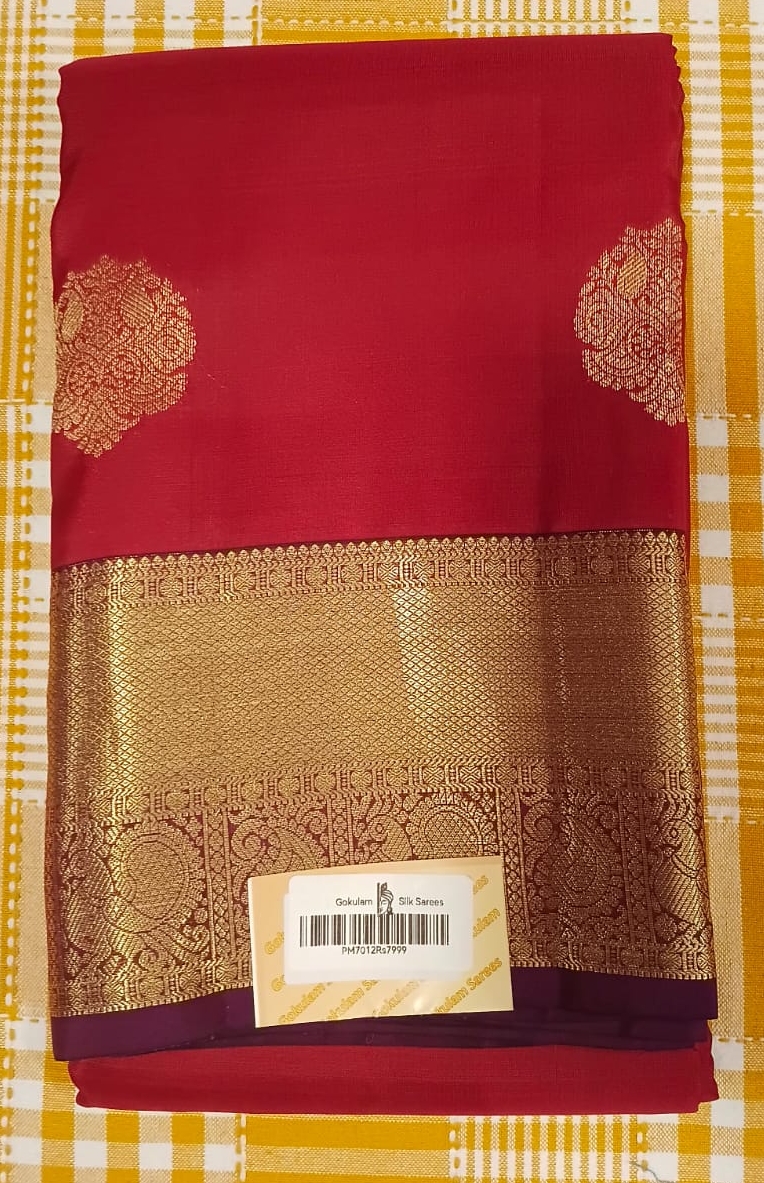 Red Pure Silk Saree 088 view 2