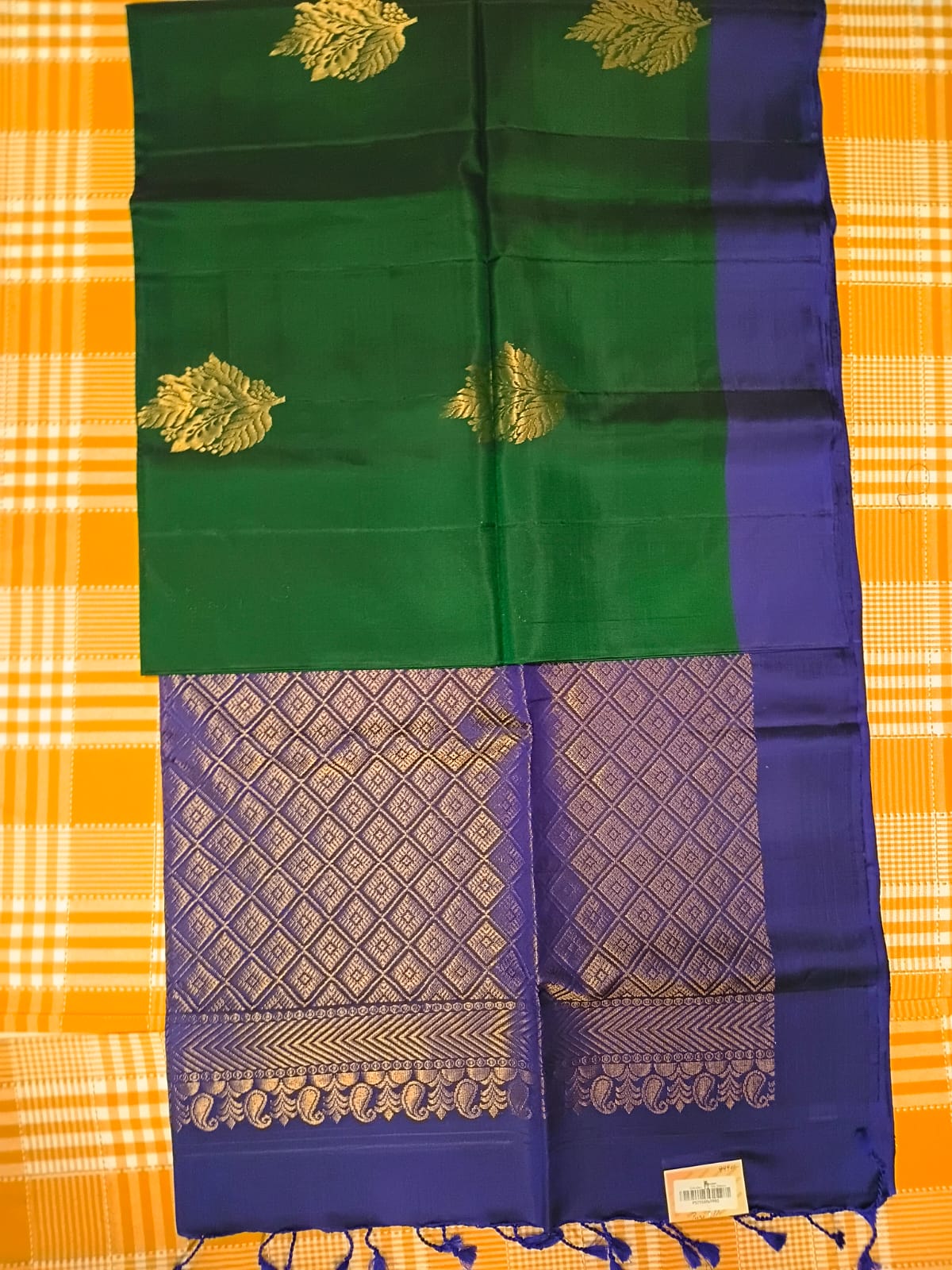 Green With Purple Pure Silk Saree 087 view 2
